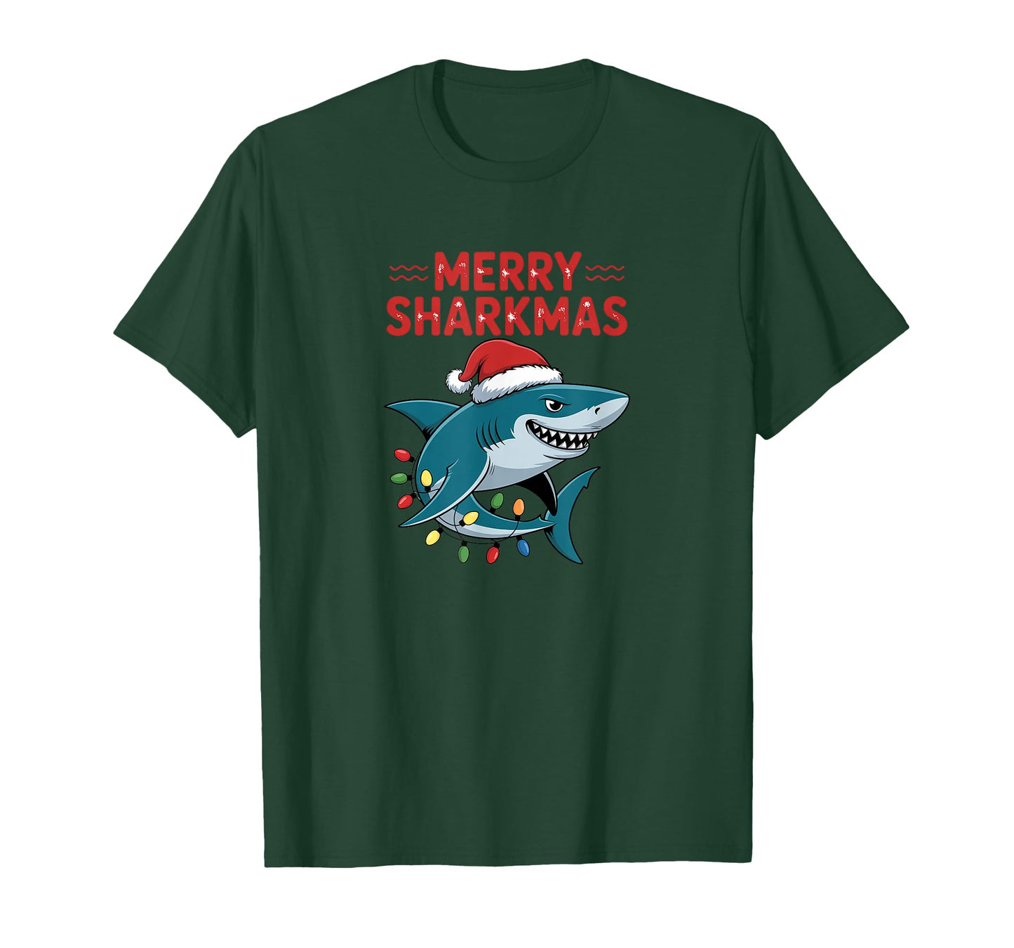 Merry Sharkmas Santa Hat Shark Christmas T-Shirt