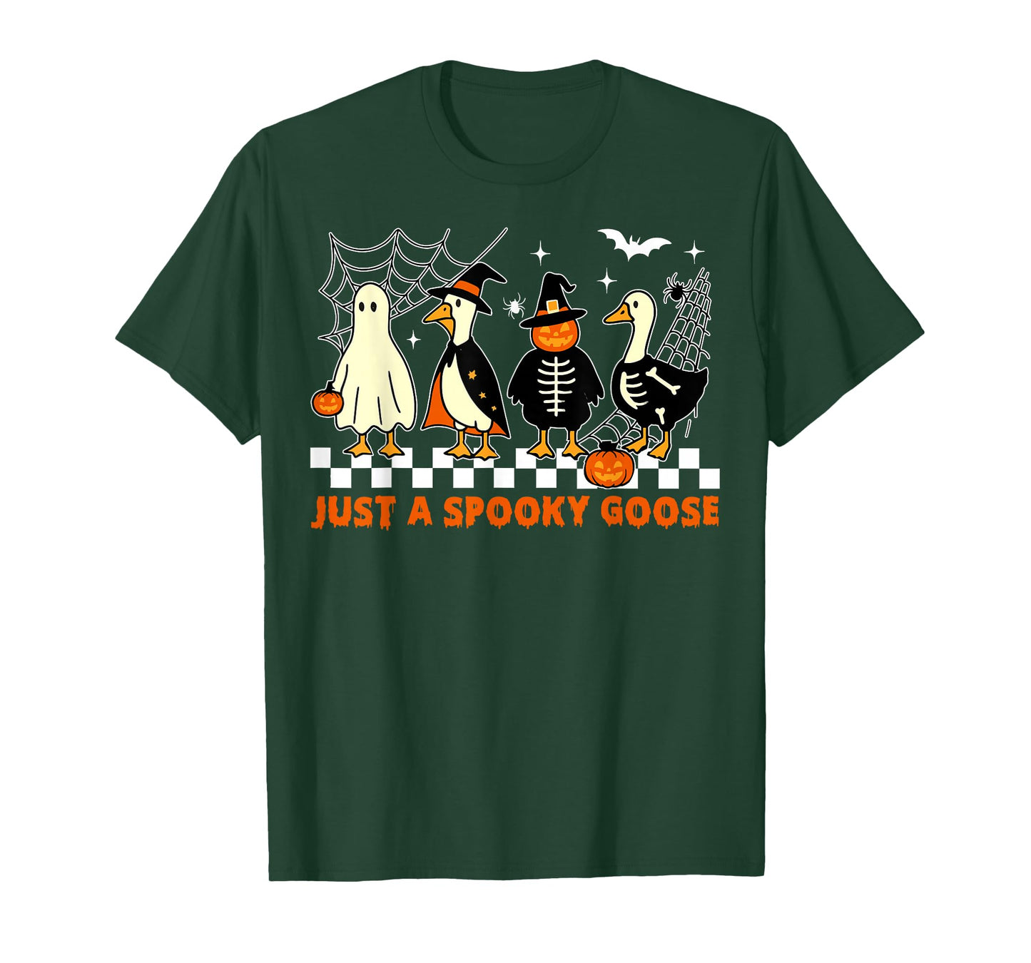 Spooky Goose Squad with Pumpkin, Witch, Skeleton and Ghost T-Shirt