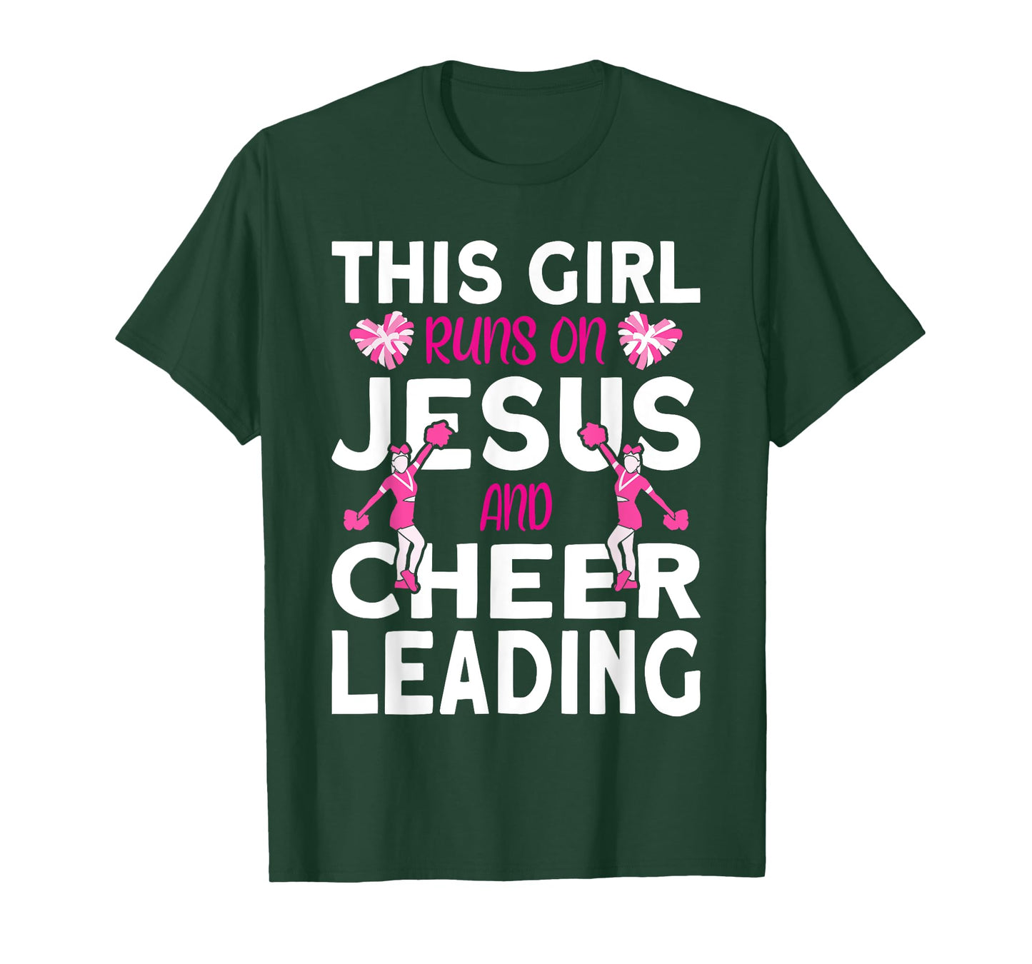 Cheer Girl This Girl Runs on Jesus and Cheerleading T-Shirt