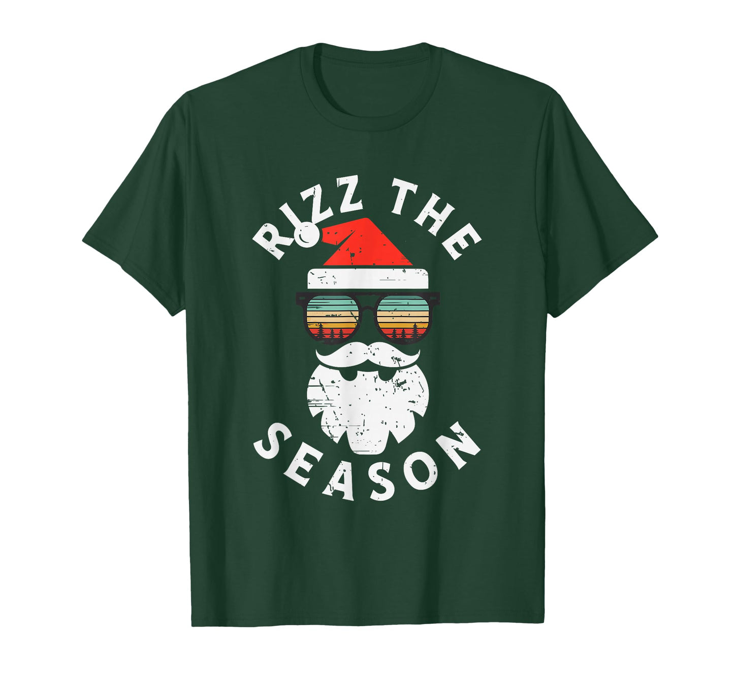 Rizz The Season Santa Face Retro Sunglasses Christmas Boys T-Shirt