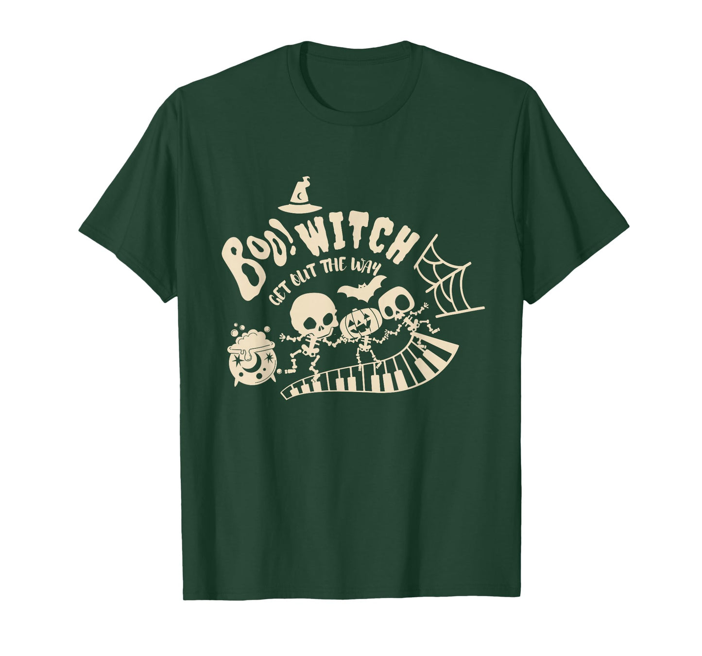 Boo Witch Get Out The Way Cute Skeleton Halloween Piano tee T-Shirt
