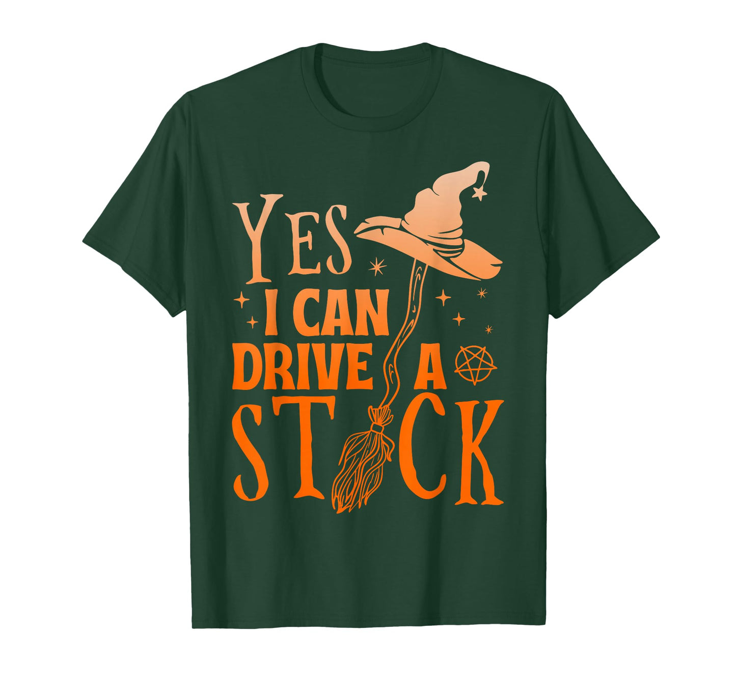Yes I Can Drive A Stick Funny Halloween Spooky Witch Mom T-Shirt