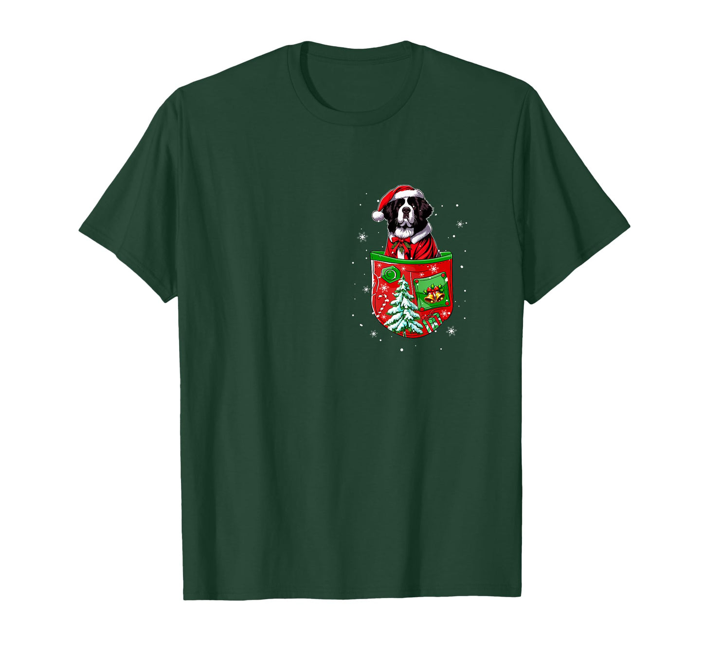 Santa Landseer in Pocket Owner Christmas Tree Bells T-Shirt