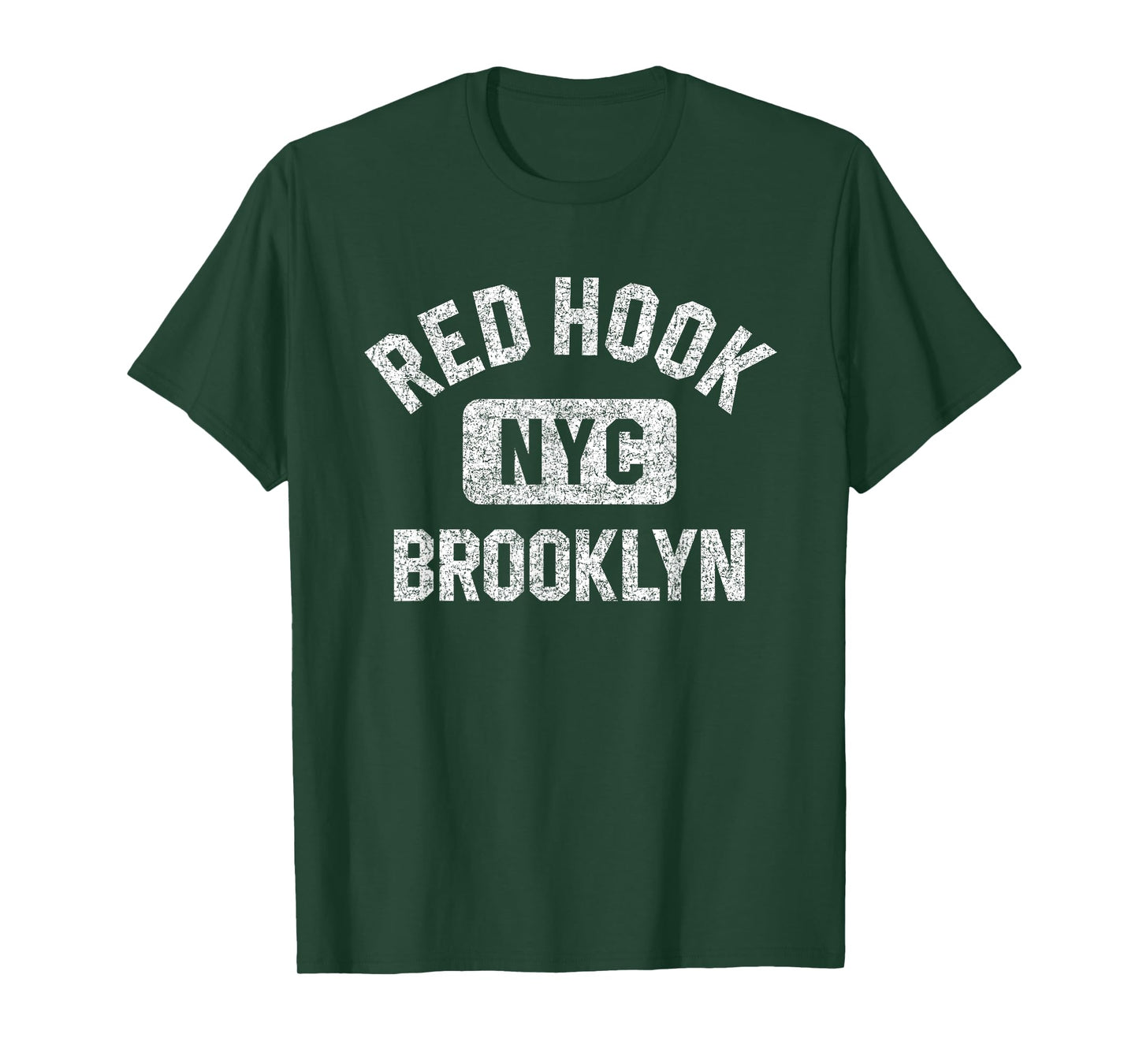 Red Hook Brooklyn NYC Gym Style Distressed White Print T-Shirt