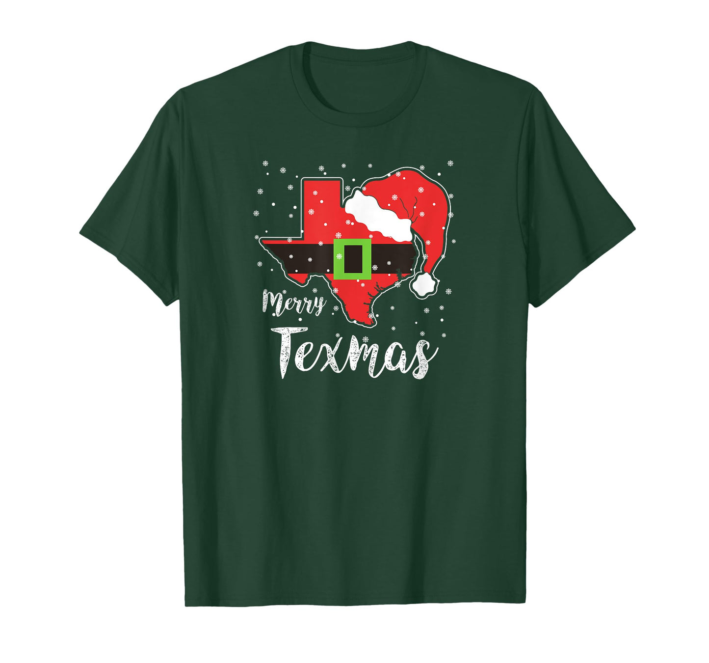 Merry Texmas Texas State Map Santa Hat T-Shirt