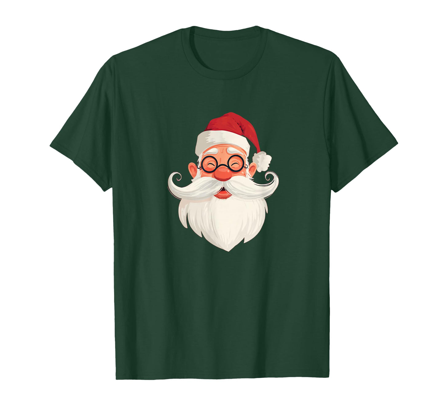 Funny Festive Mustache Beard Look with Santa T-Shirt