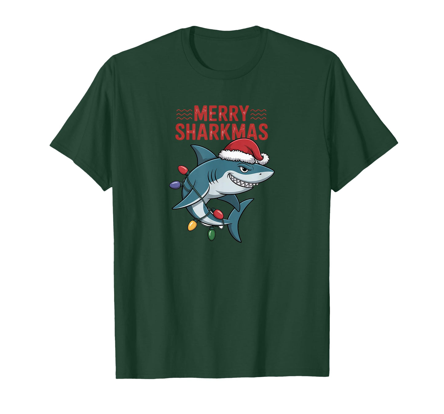 Merry Sharkmas Santa Hat Shark Christmas T-Shirt