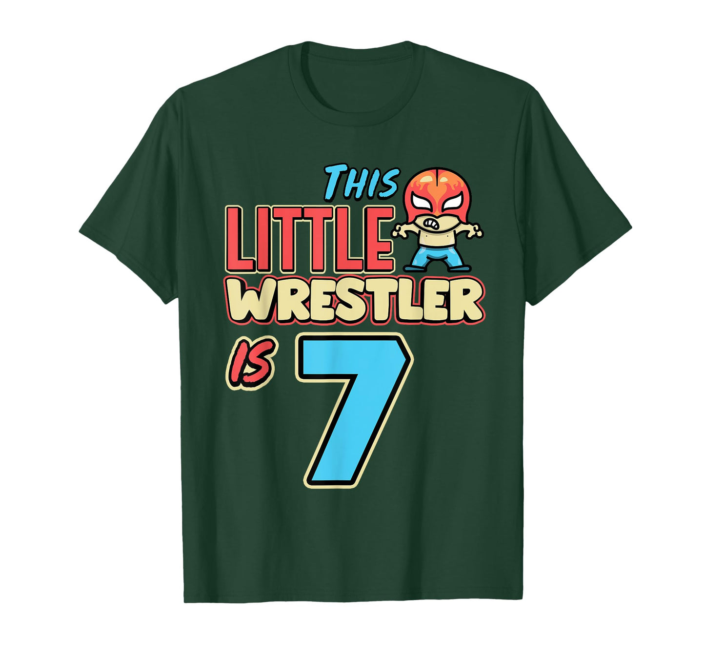 Wrestling Birthday This Little Wrestler Is 7th Birthday T-Shirt