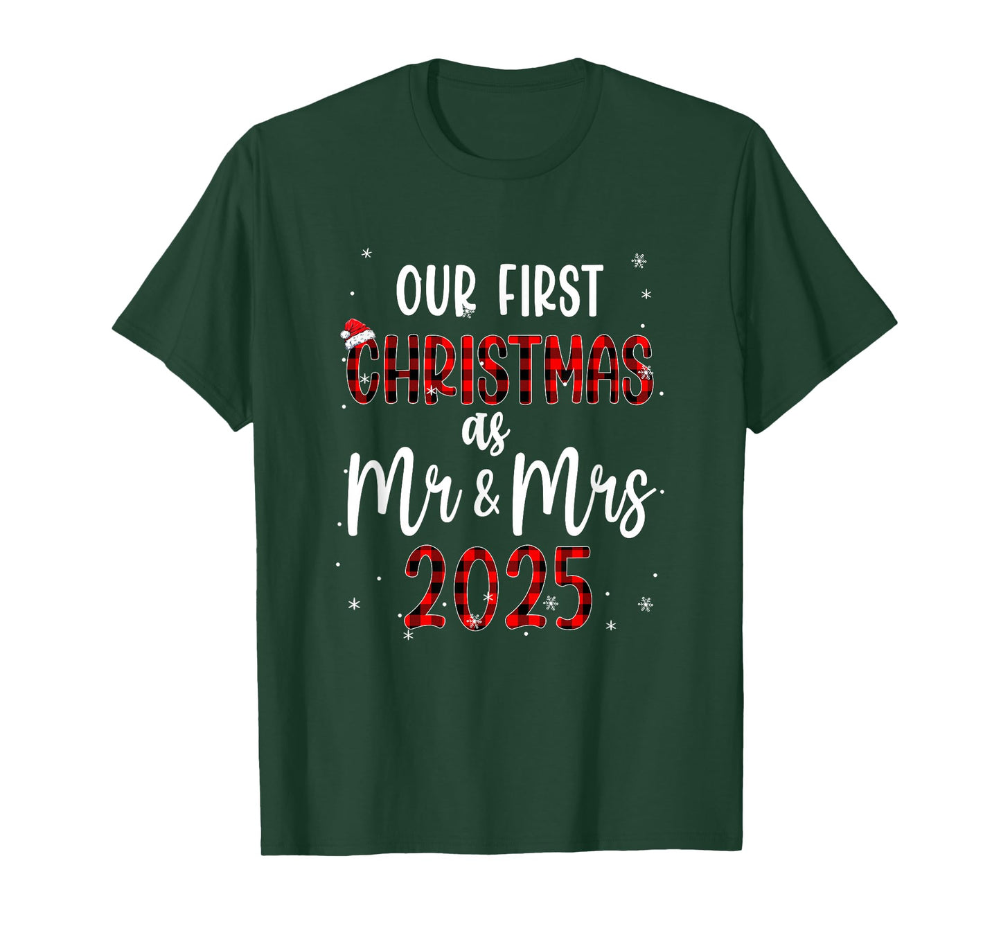 Couple Wife Husband Our First Christmas As Mr and Mrs 2025 T-Shirt