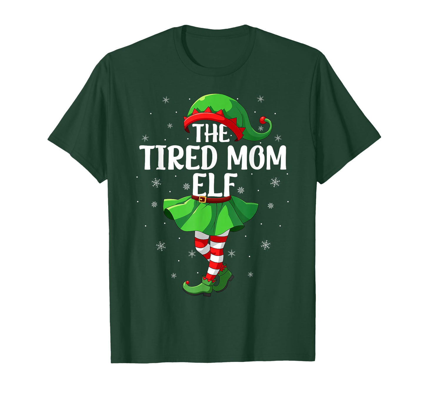 Tired Mom Elf Christmas Girls Women Elf Squad Xmas Family T-Shirt