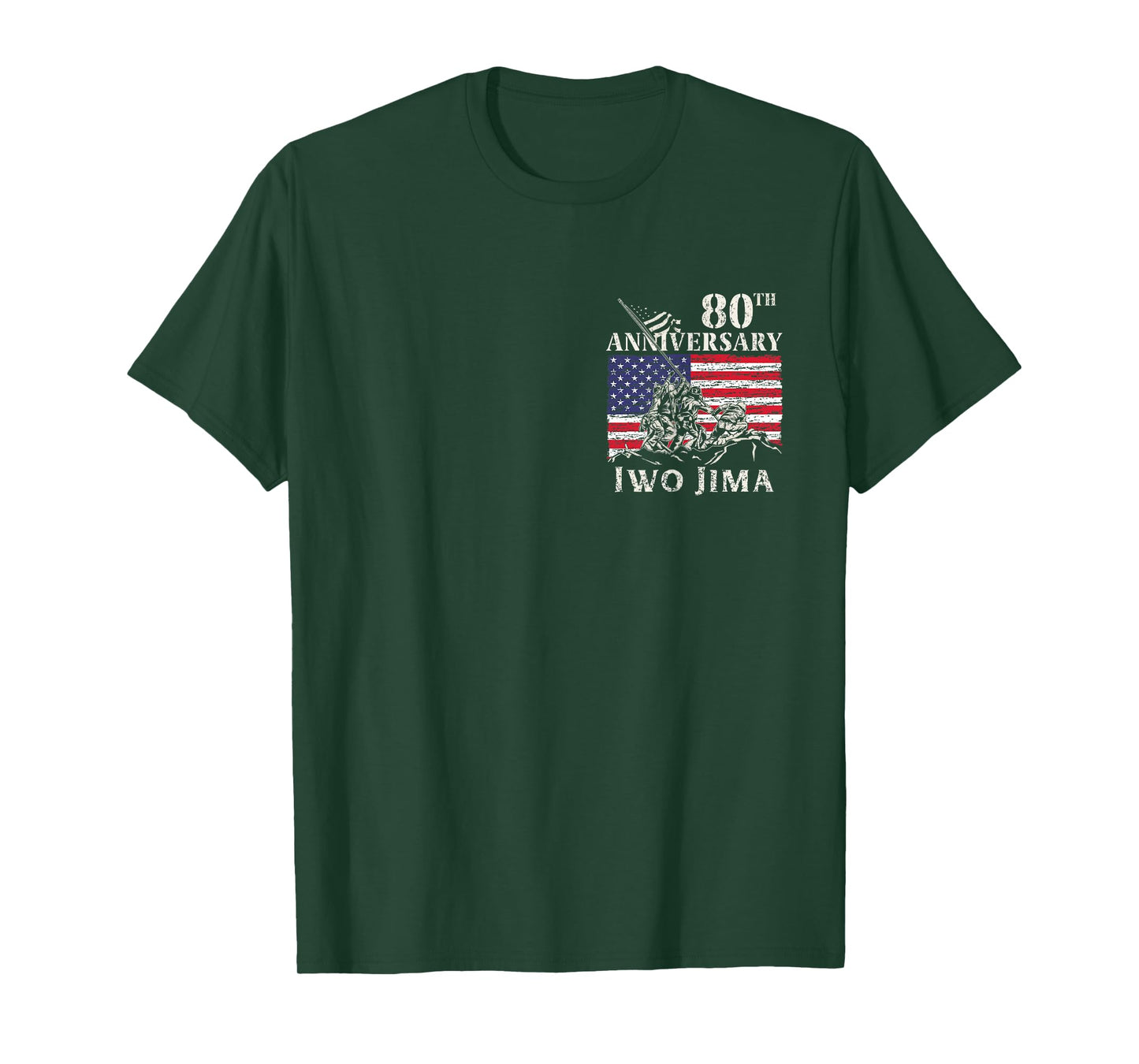 80th Anniversary Iwo Jima 1945-2025 WWII Veteran USA Flag T-Shirt