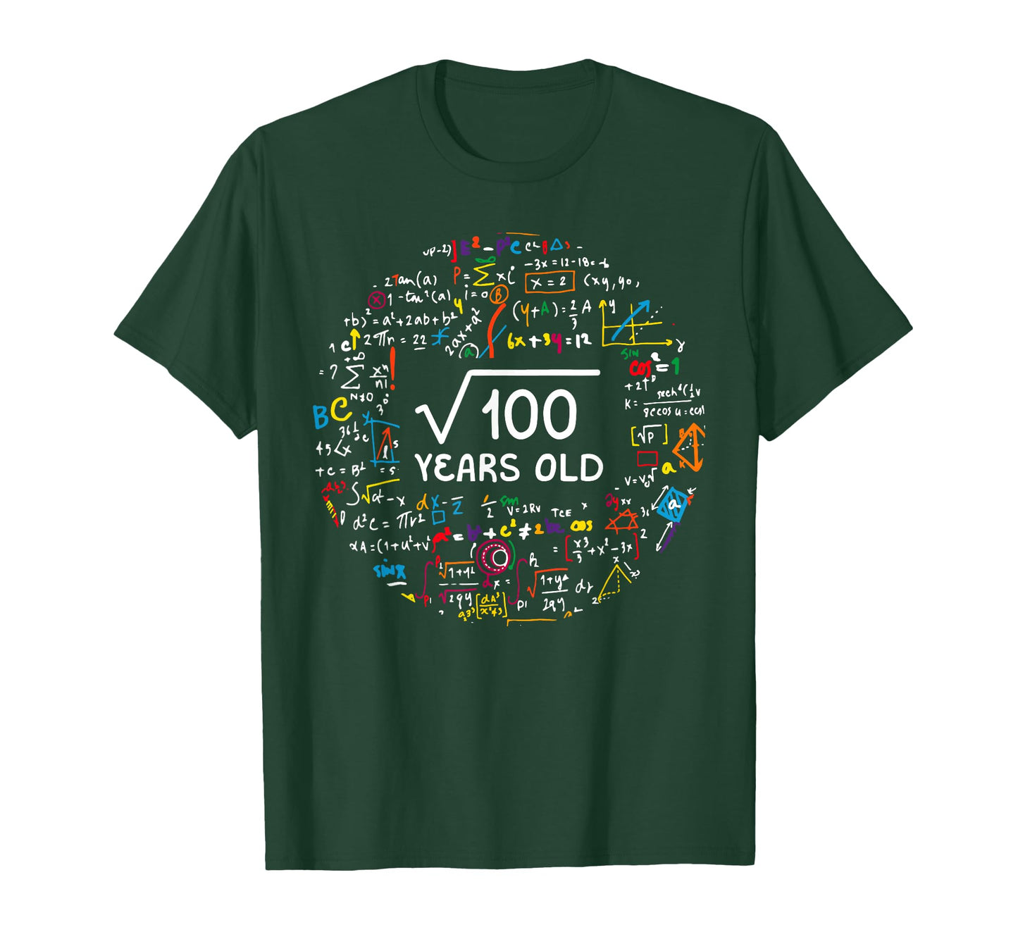 Square Root Of 100 10th Birthday 10 Year Old Gifts Math Bday T-Shirt