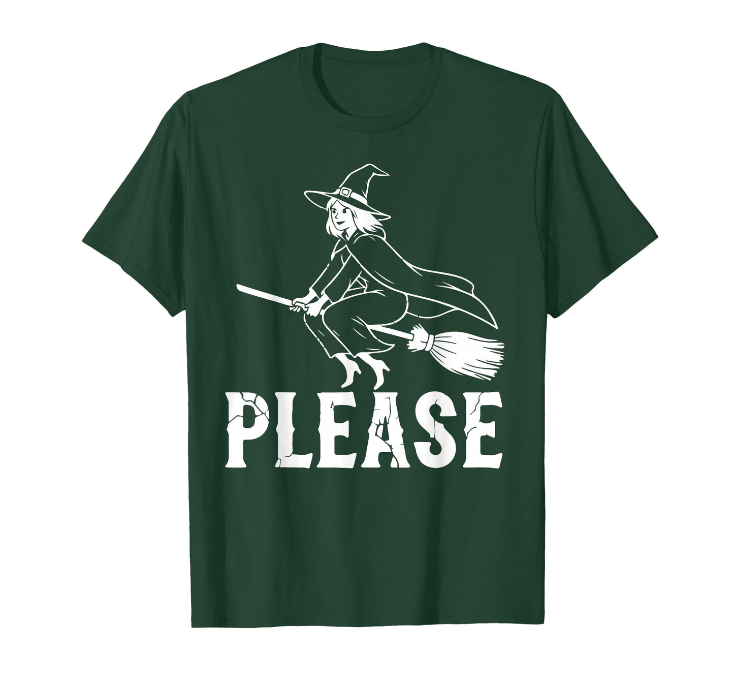 Dark Humor Witch Riding a Broom Graphic Halloween T-Shirt