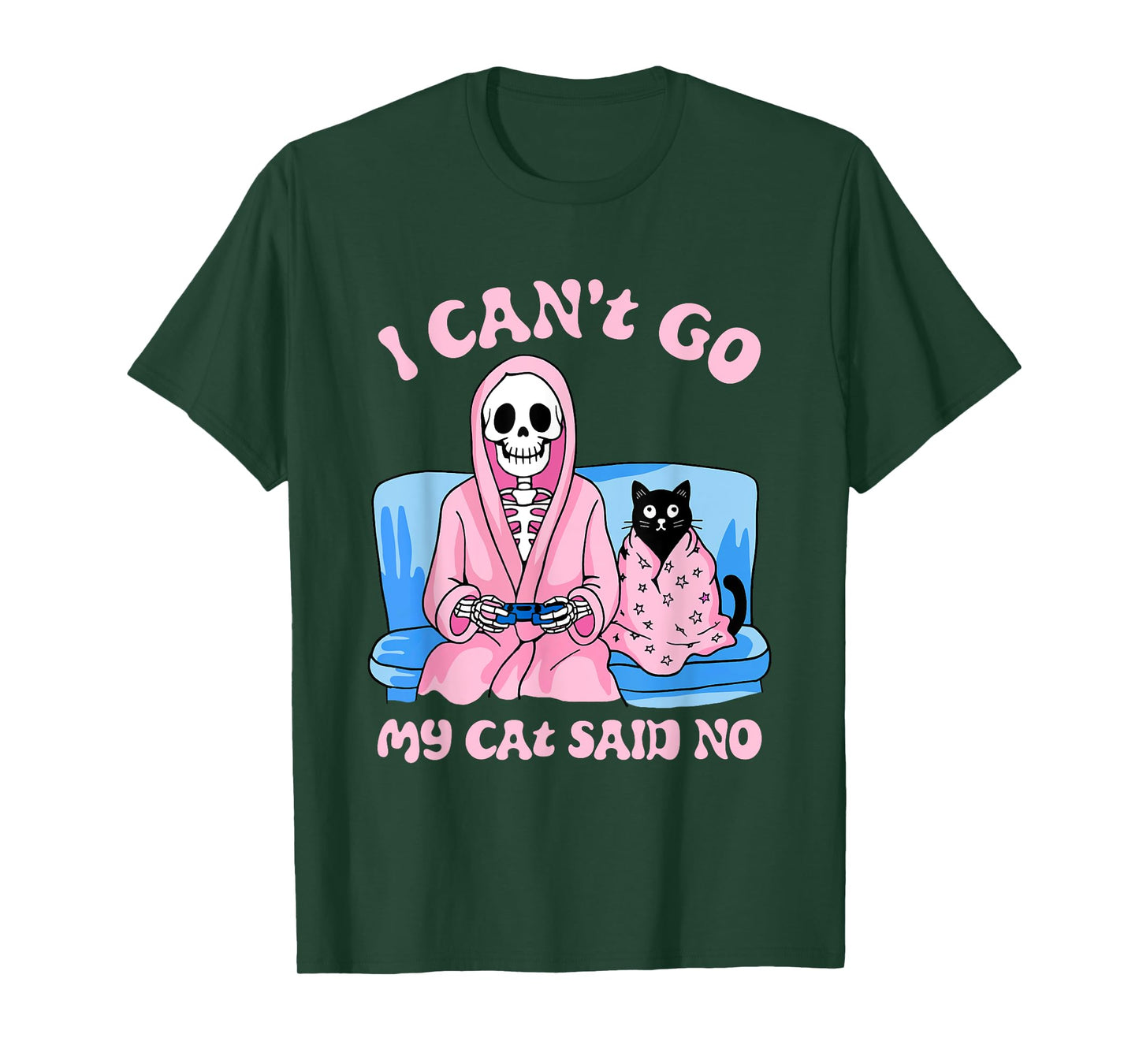 Skeleton Cat Lovers I Can’t Go My Cat Said No Home Game T-Shirt