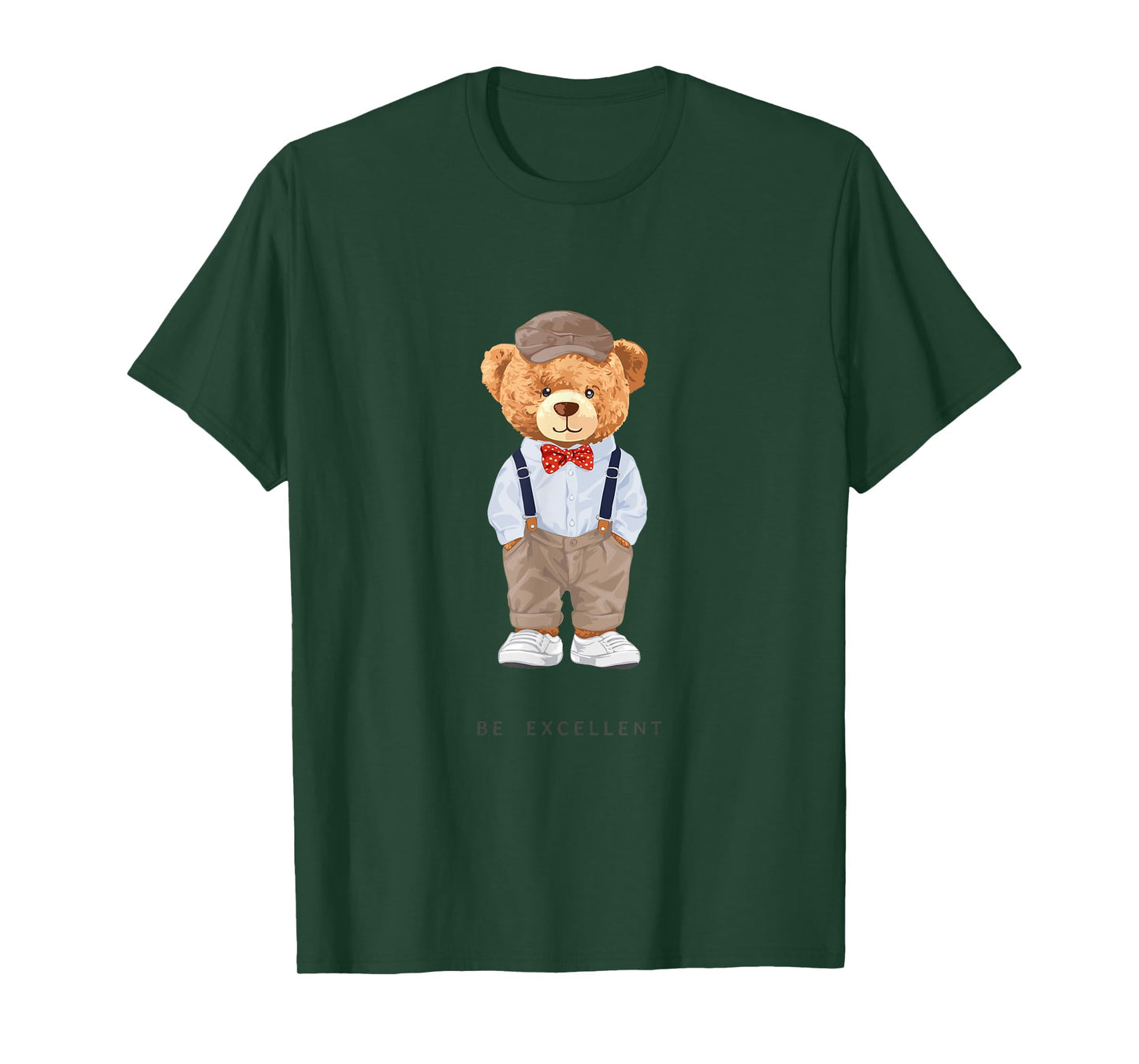 Bahaa's Tee Unisex-Adults, Kids Black Cartoon Teddy Bear T-Shirt