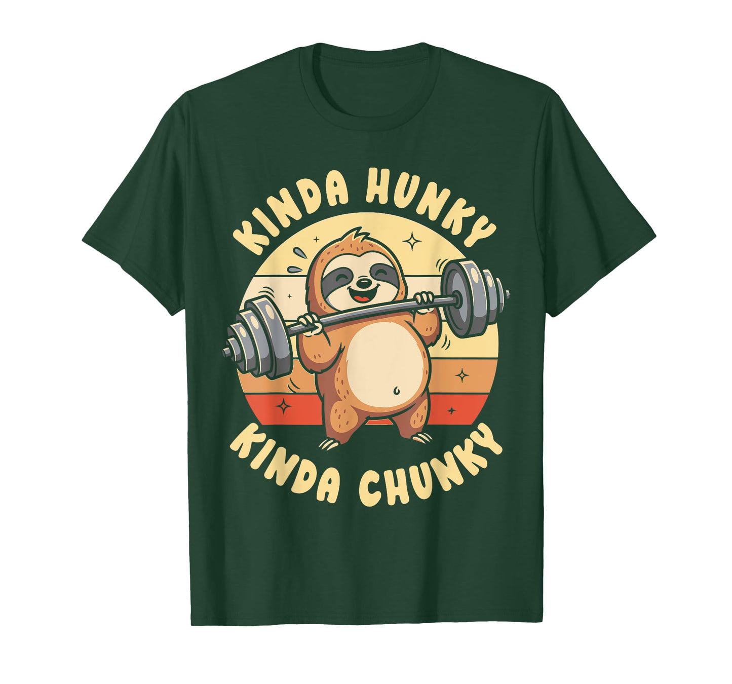 Kinda Hunky Kinda Chunky Sloth Weightlifting Gym Vintage T-Shirt