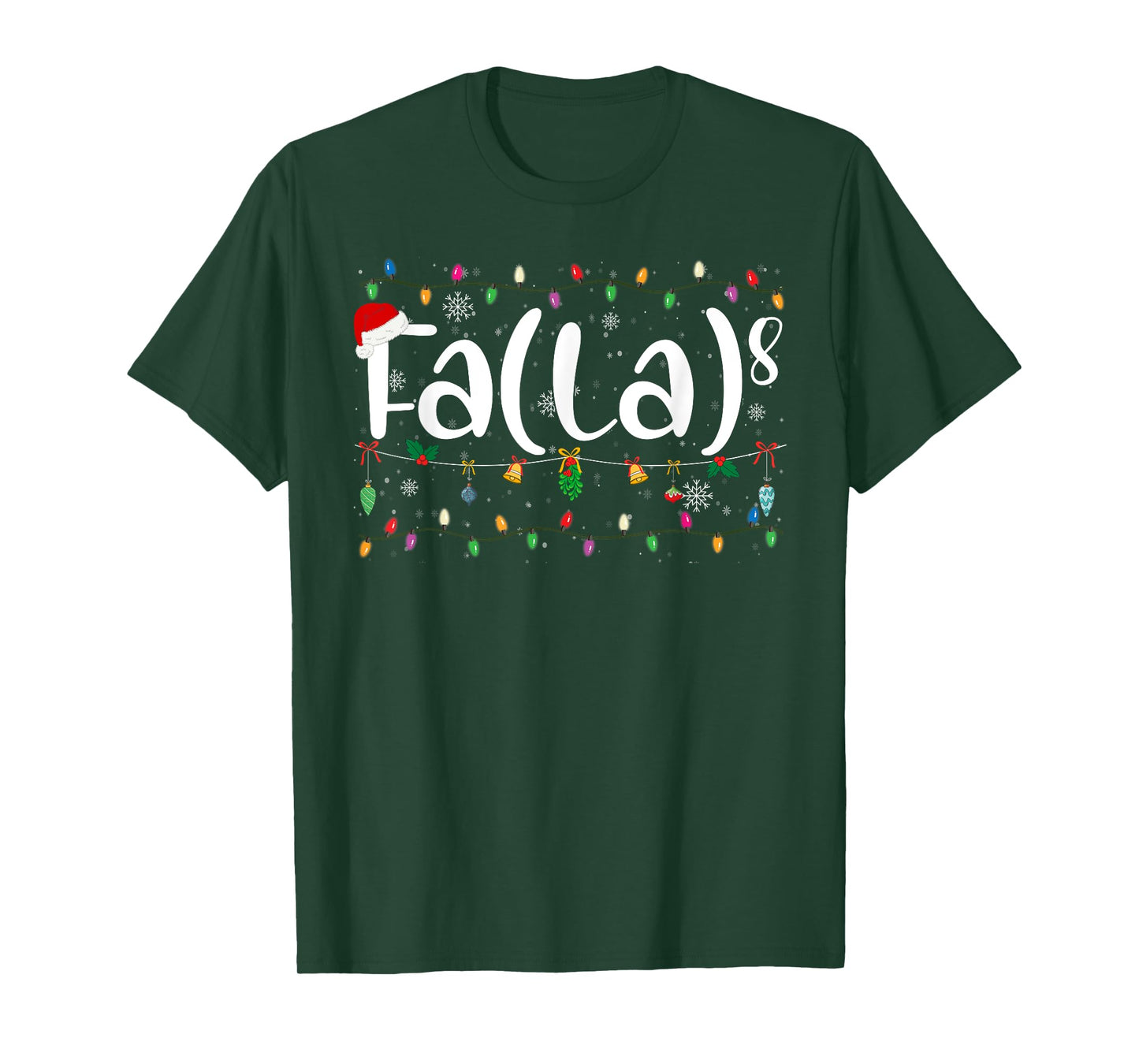 Funny Christmas Lights FA (La) 8 Santa Hat Math Teacher Kid T-Shirt