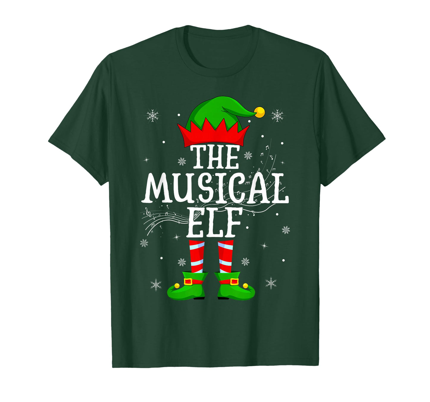 Musical Elf Christmas Pajamas Matching Family Elf Squad Xmas T-Shirt