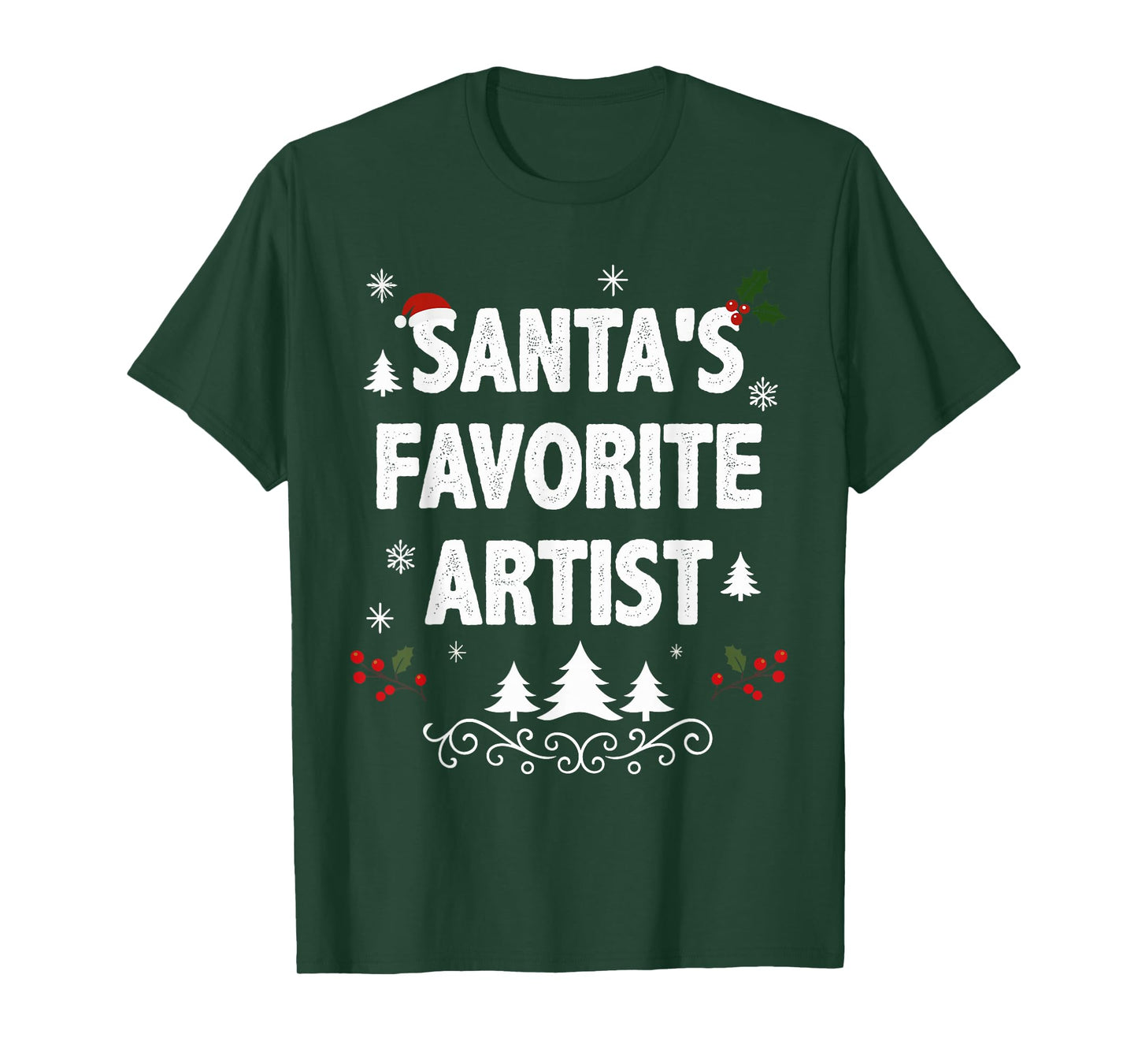 Santa's Favorite Artist Funny Holiday Christmas Pajamas T-Shirt