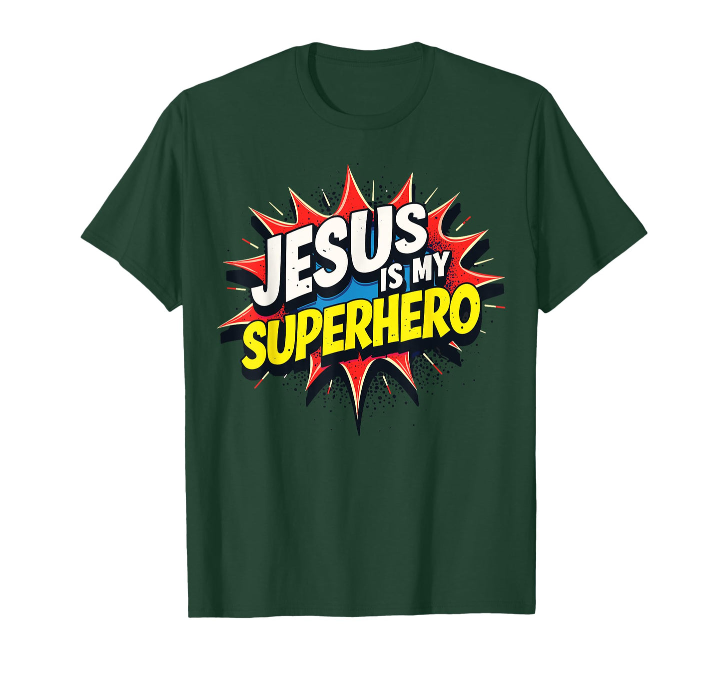 Jusus Lover Jesus is My Superhero Unisex-Kids T-Shirt Black Small Modern Classic Crew Neck Short Sleeve Polyester 100% Cotton Blend Machine Wash Superhero T-Shirt