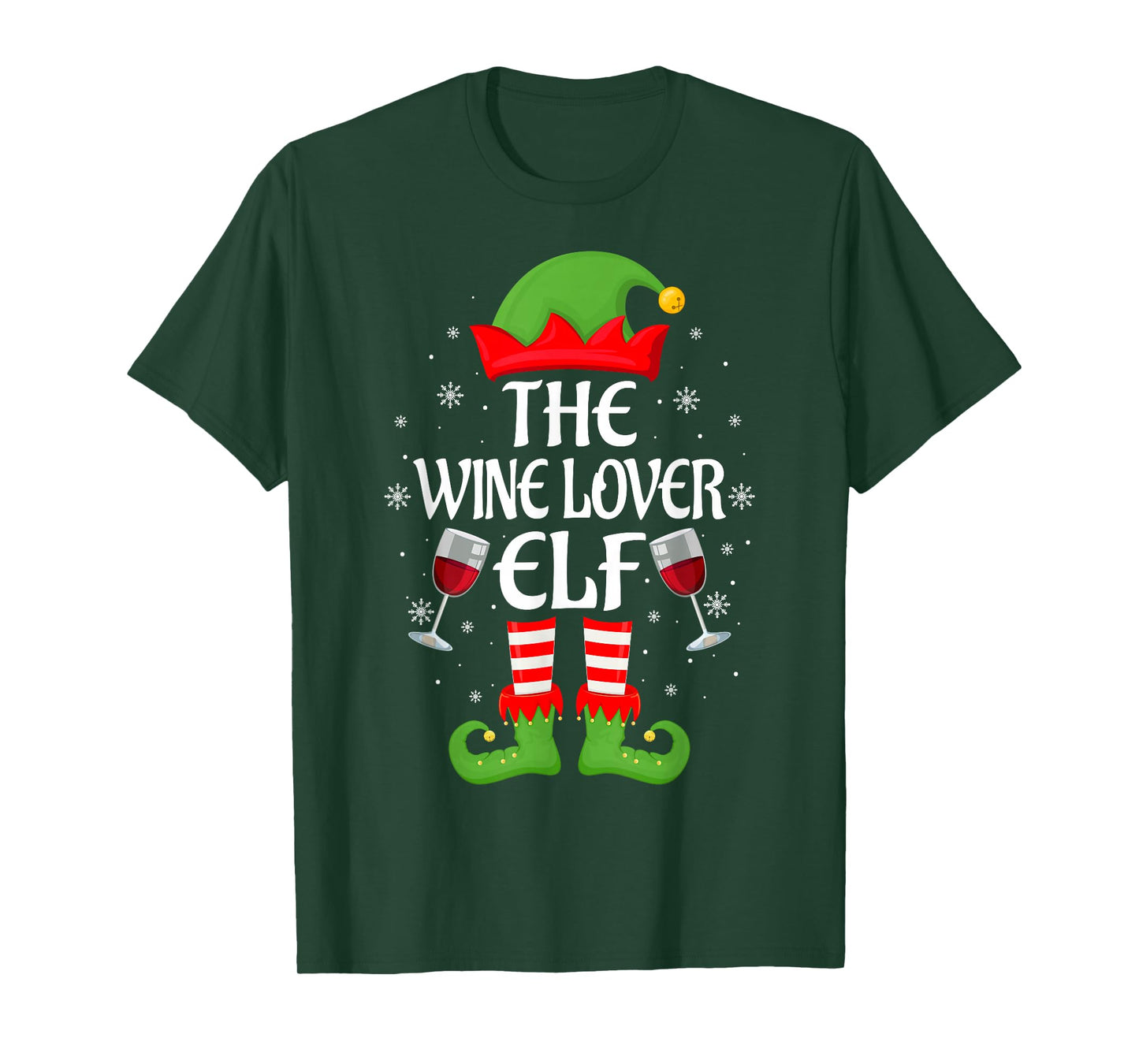 Wine Lover Elf Xmas Matching Family Elf Squad Christmas T-Shirt