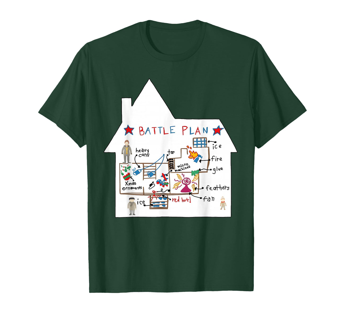Funny Battle Plan Christmas Home Kids Hand Drawn Alone Xmas T-Shirt