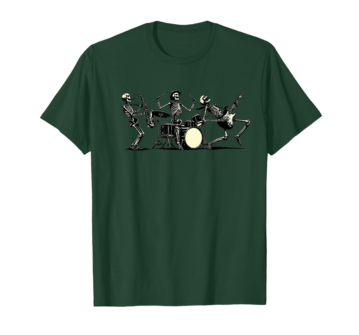 Retro Rock Music Skeleton Funny Vintage Skeleton Band Music T-Shirt