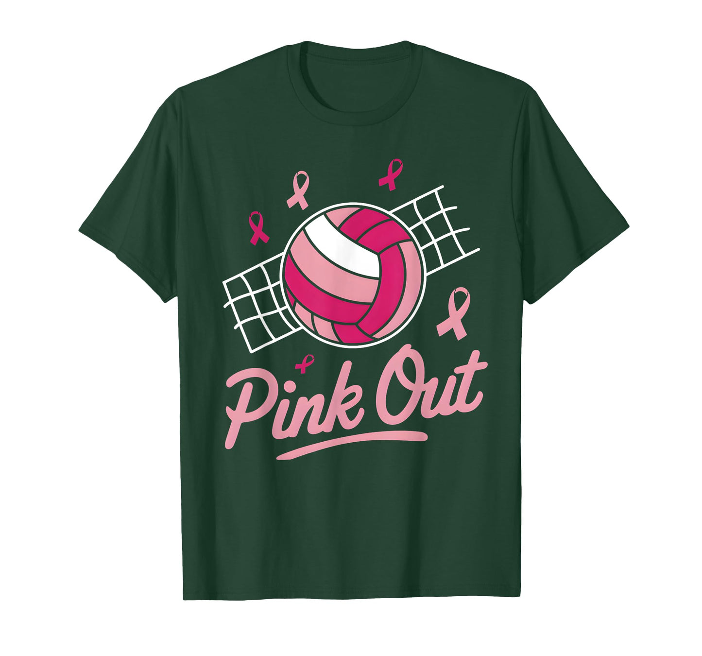 Volleyball Pink Out Breast Cancer Awareness Pink Ribbon T-Shirt