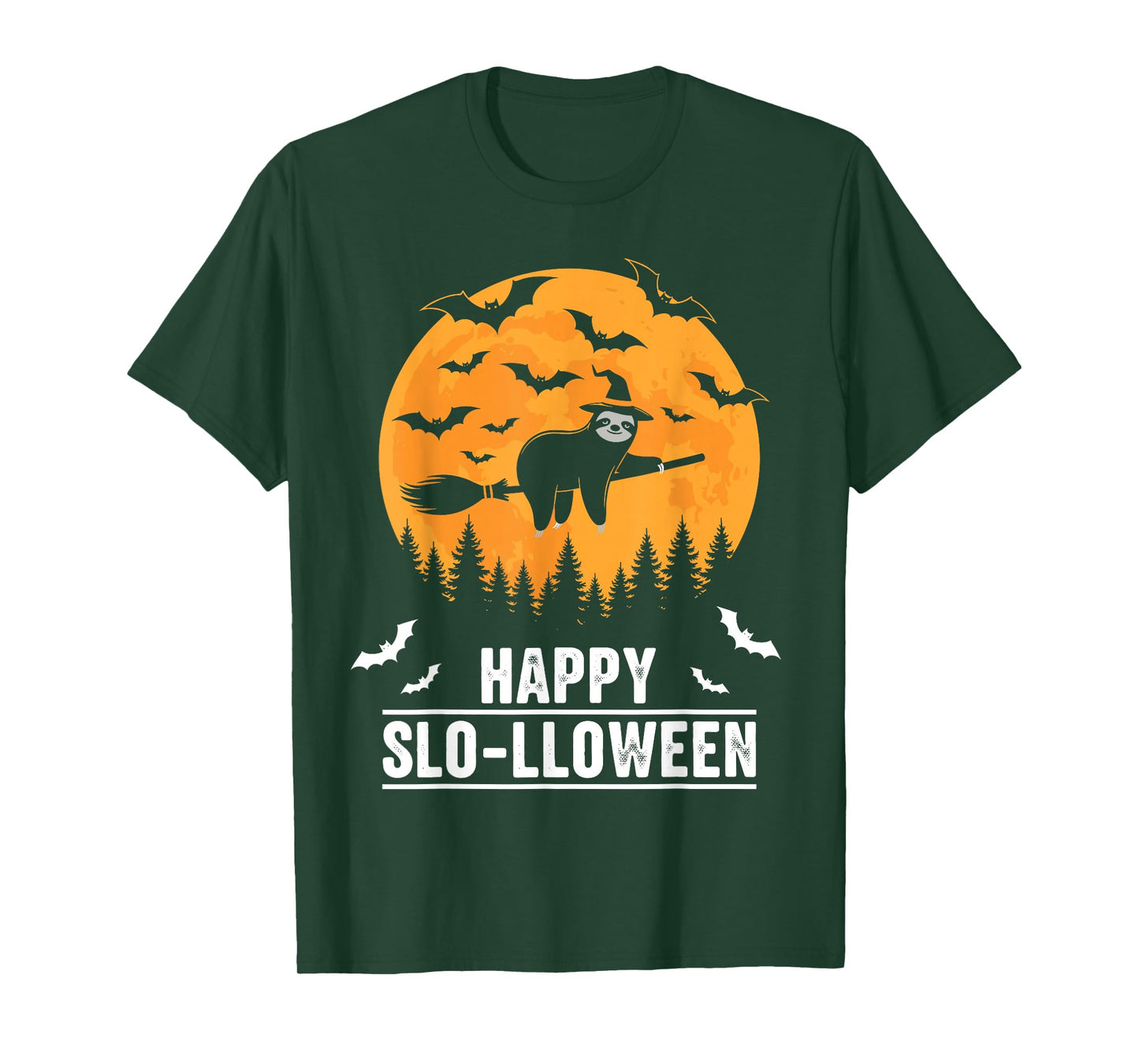 Happy Slo-lloween Funny Halloween Sloth Flying Witch T-Shirt