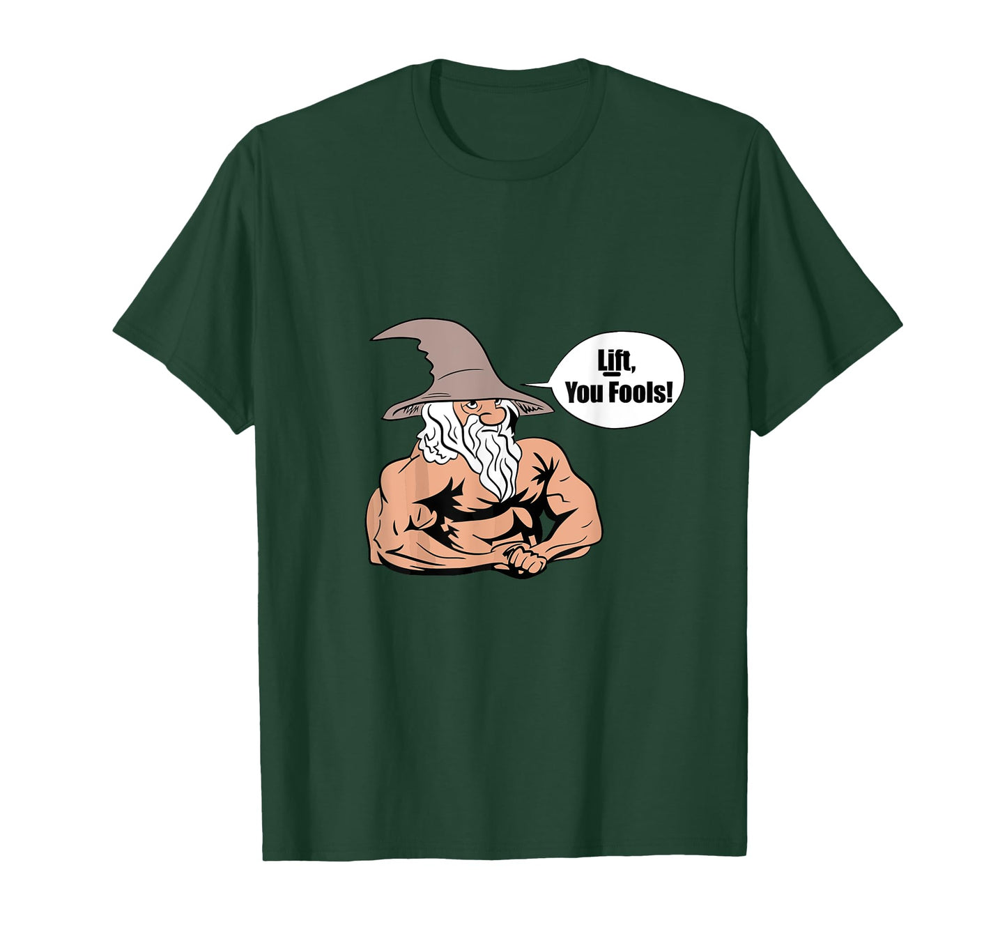 LUS41 Family Gifts Co. Men's Gym T-Shirt, Black, Small, Short Sleeve, Classic Fit, Cotton Blend, Unique Graphic Design, Lift You Fools Wizard Motive
