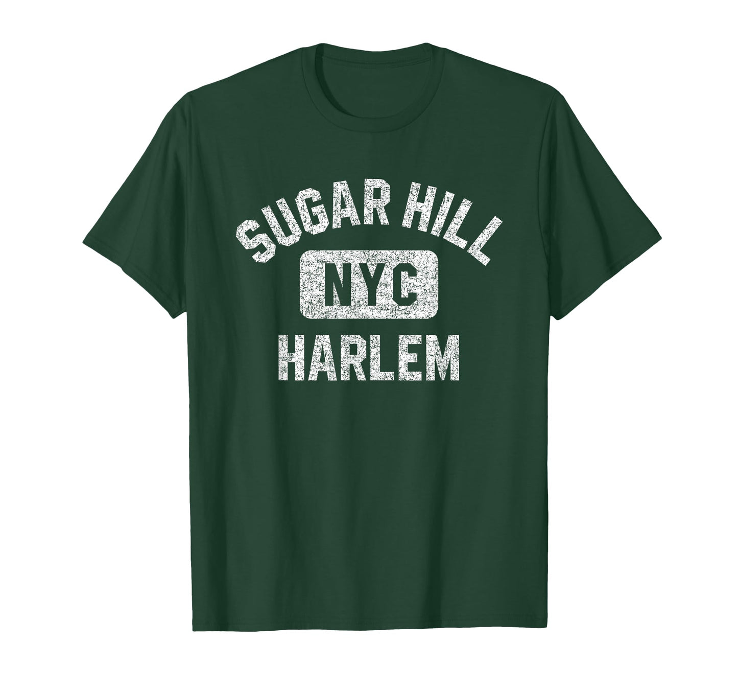 Sugar Hill Harlem NYC Gym Style Distressed White Print T-Shirt
