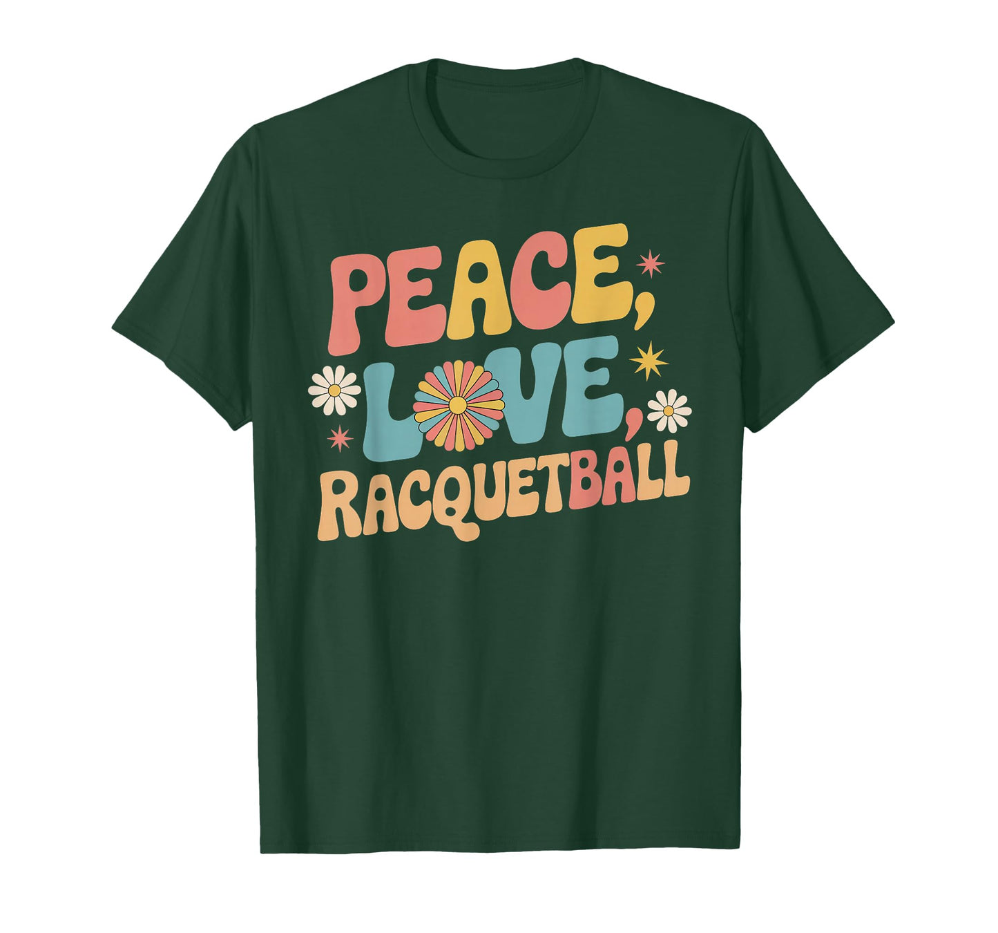 Peace Love Racquetball 70s Hippie Retro Racquetball Player T-Shirt