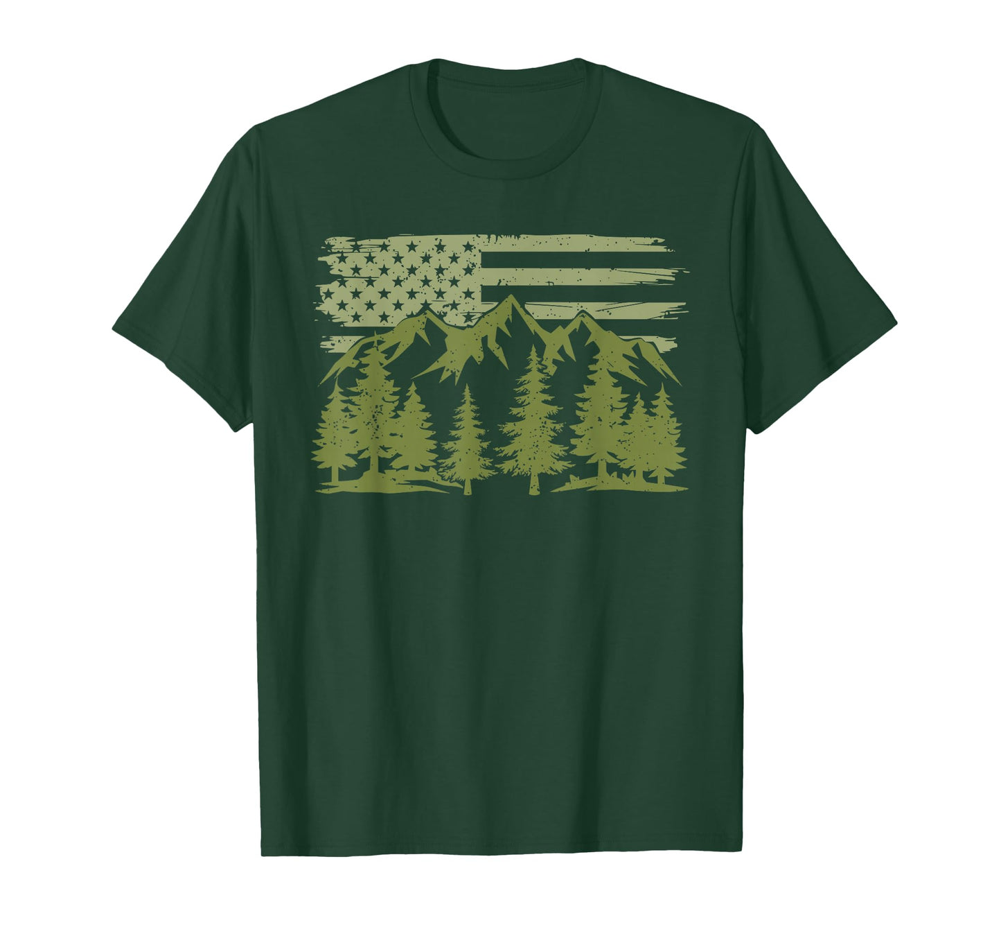 Forest Tree Wildlife Nature Outdoor American USA Flag Forest T-Shirt