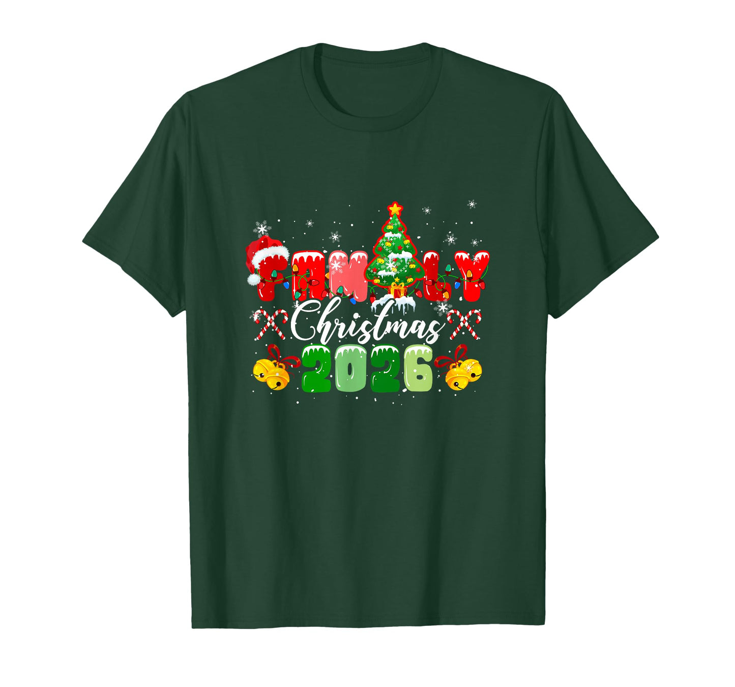Family Christmas 2026 Colorful Lights Xmas Tree Lover Kids T-Shirt