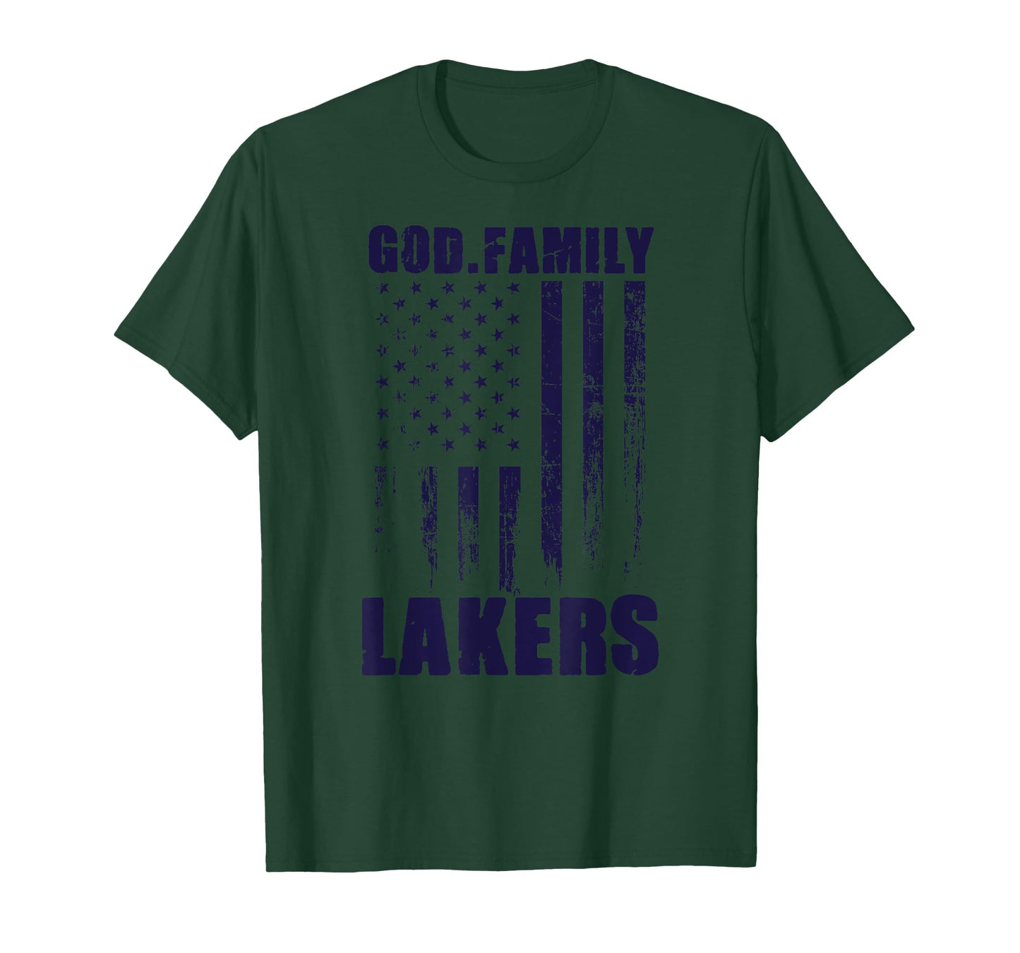 Russell County Lakers God. Family. Vintage USA Flag T-Shirt