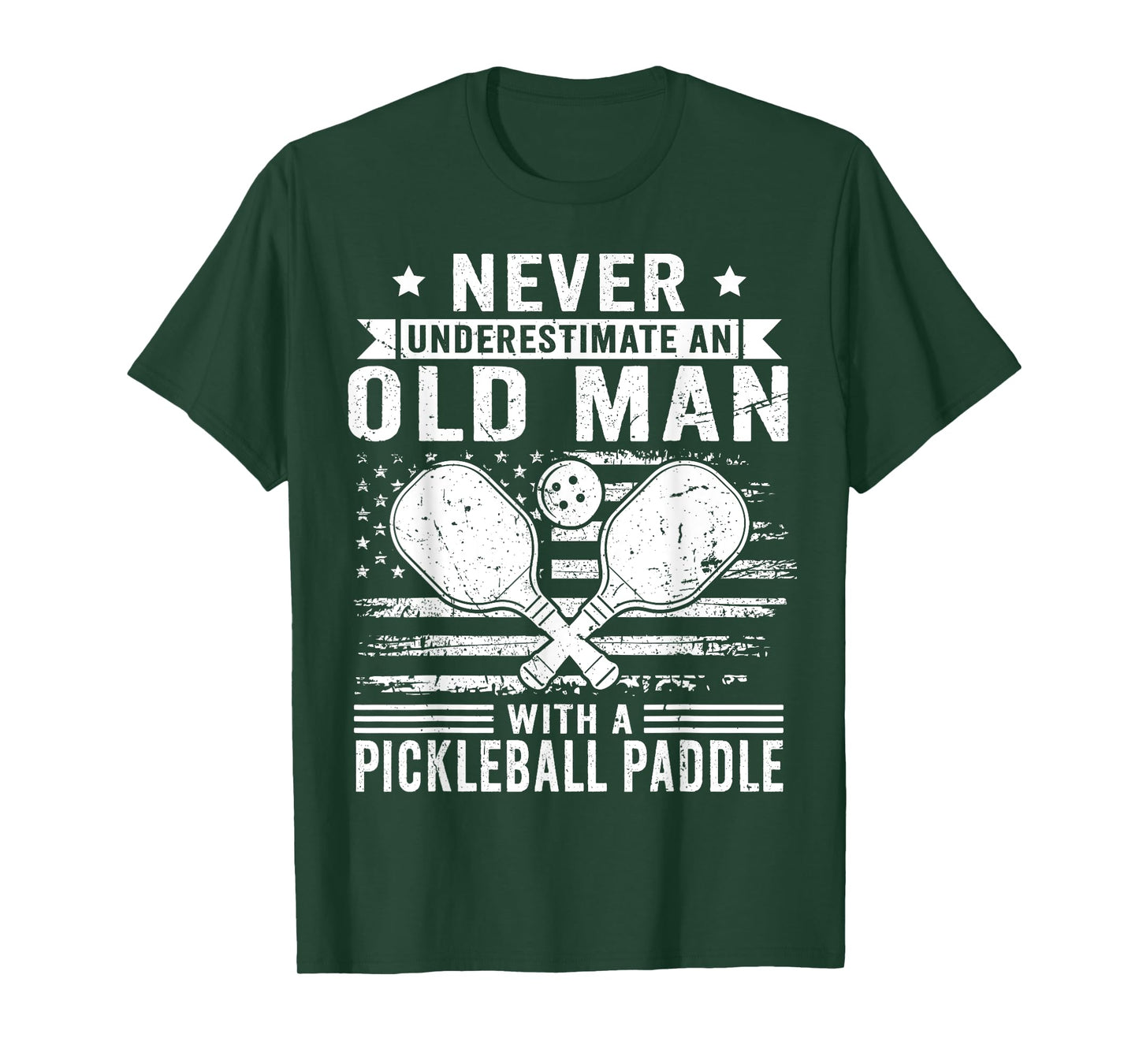 Old Man With A Pickleball Paddle - Grandpa Pickleball Player T-Shirt