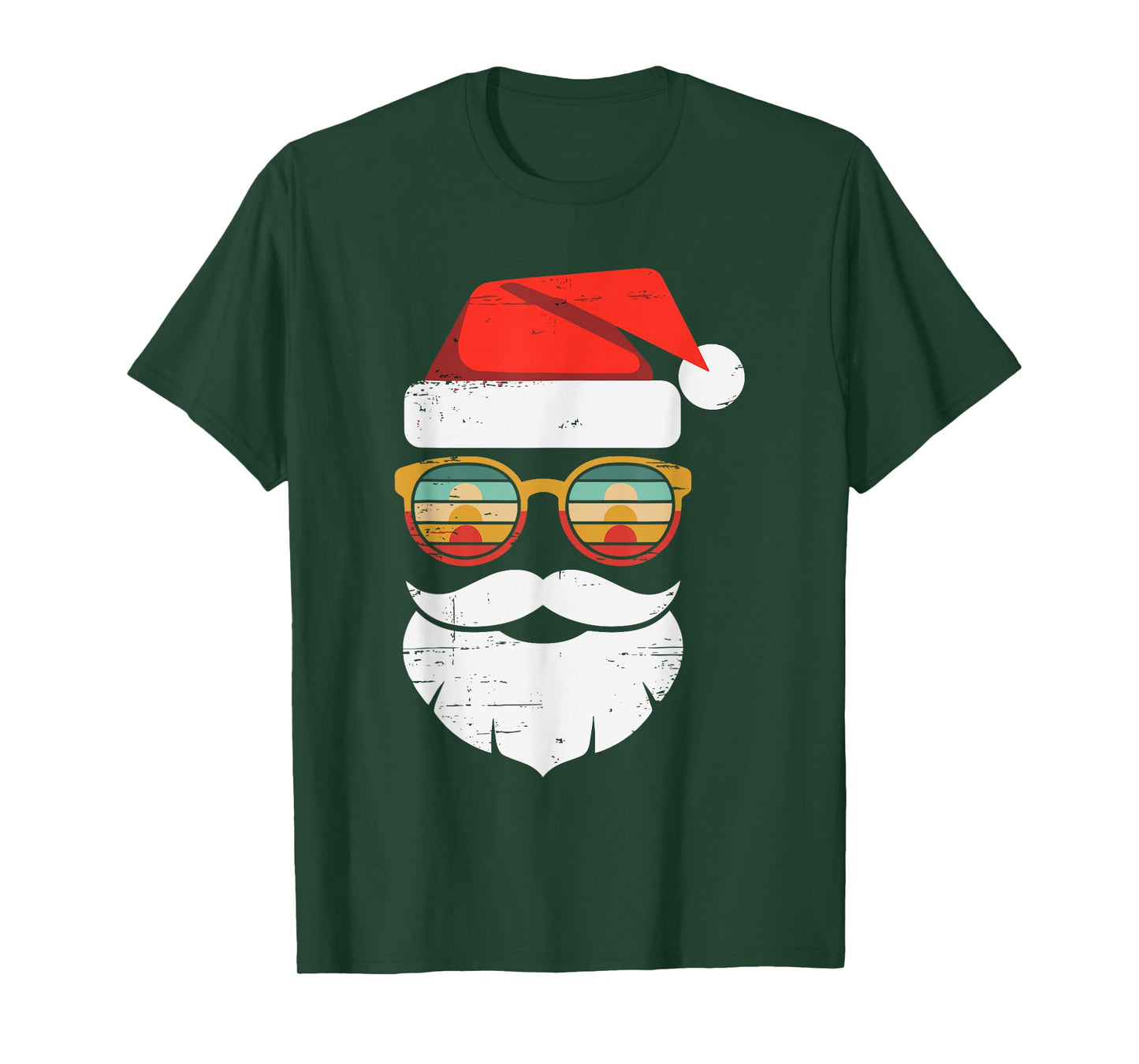 Retro Santa Face Sunglasses Santa Hat Christmas Boys Men T-Shirt