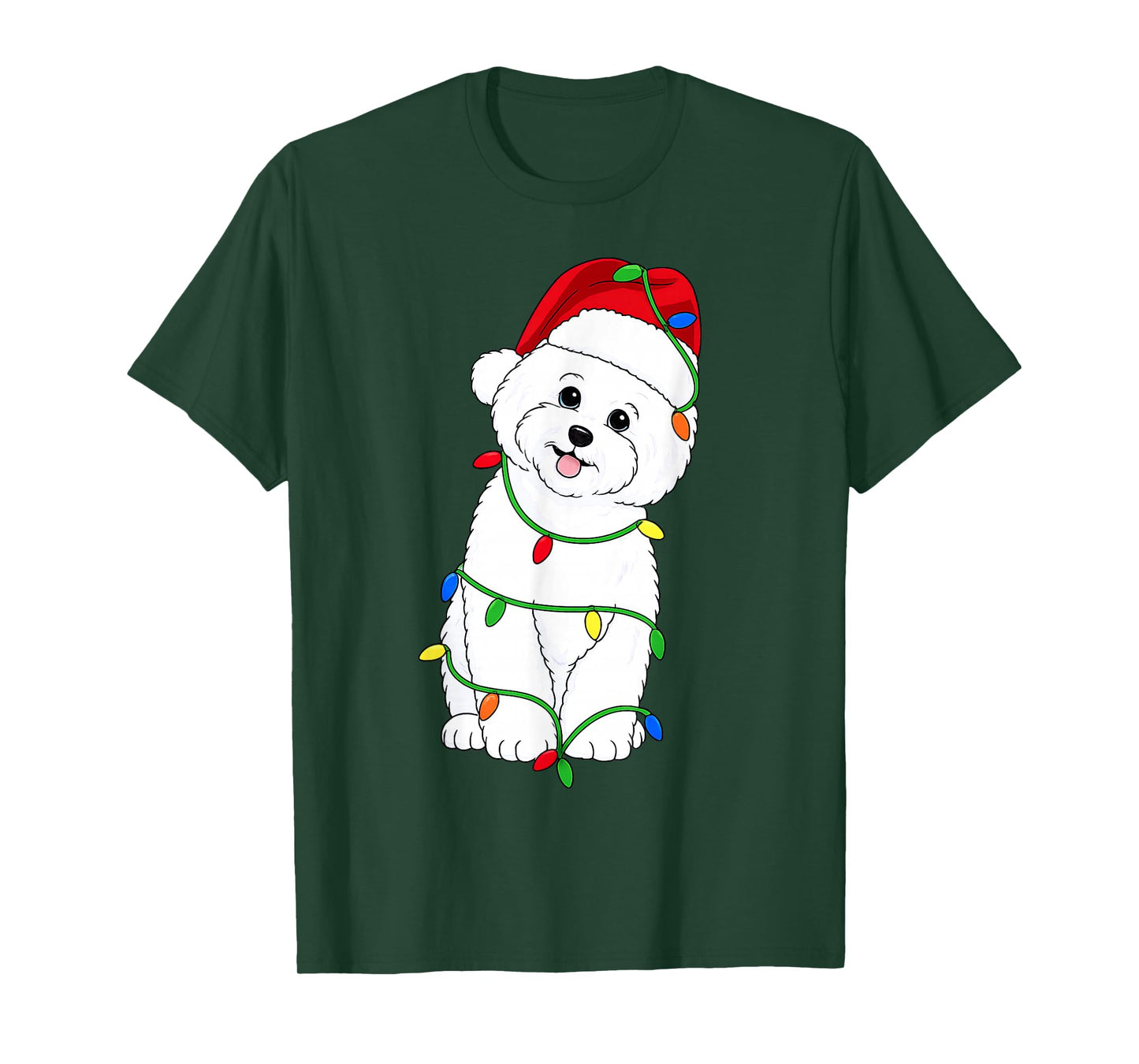 Bichon Frise Christmas Tree Lights Holiday Dog Lover T-Shirt