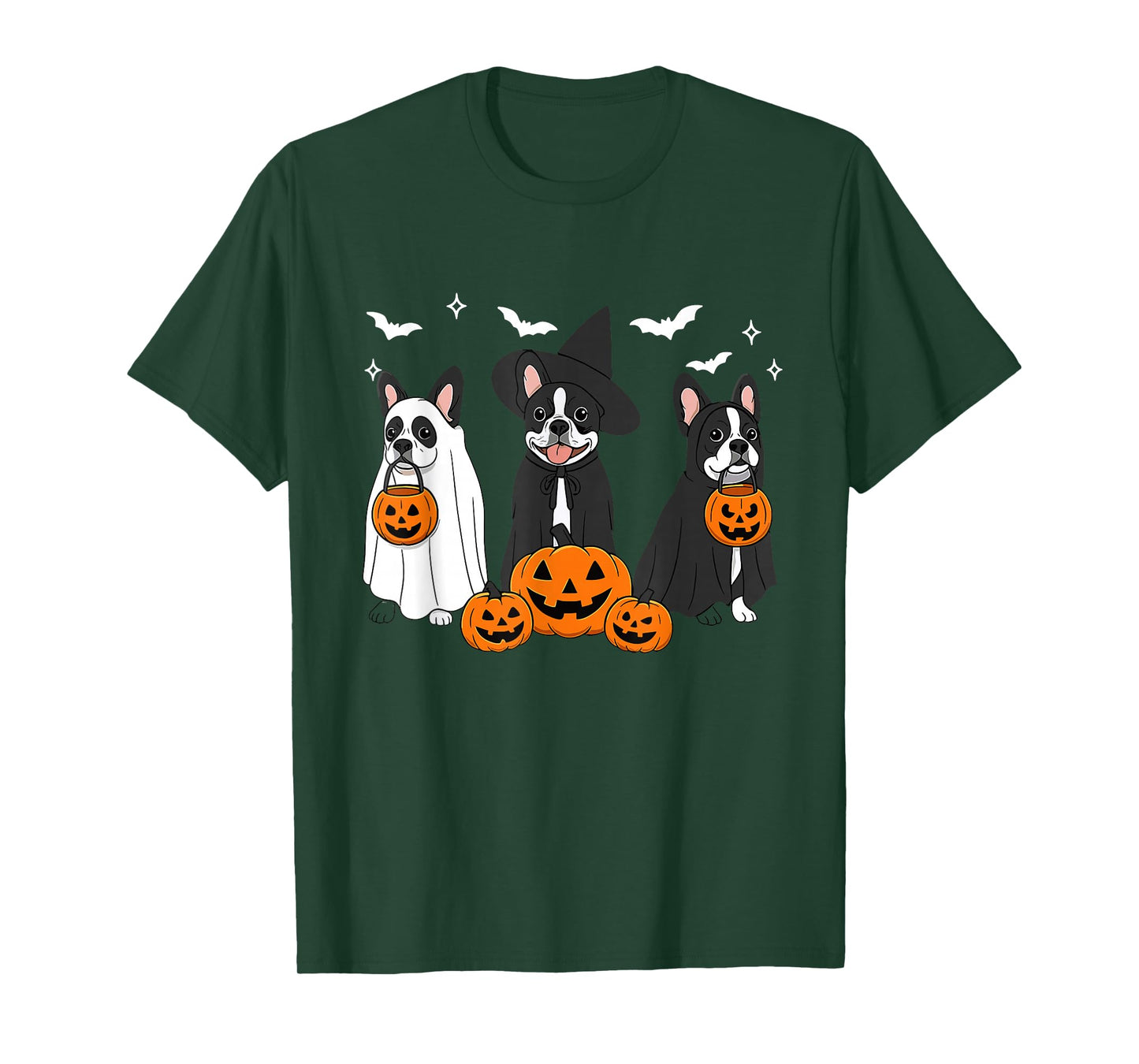 Witch Boston Terrier Halloween Boston Terrier Ghost Dog Mom T-Shirt