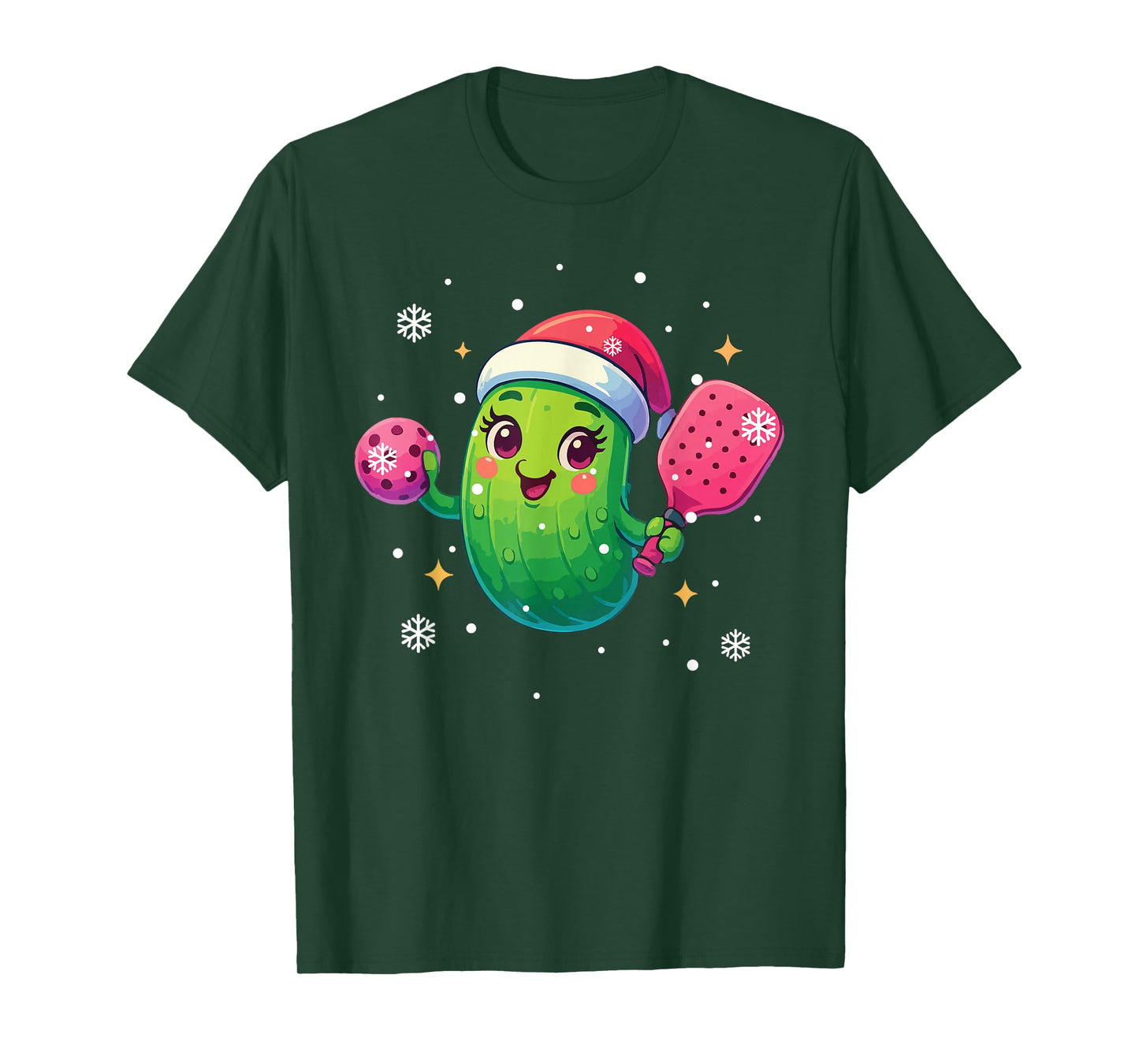 Pickleball Santa Hat Xmas Funny Pickleball Lover Christmas T-Shirt