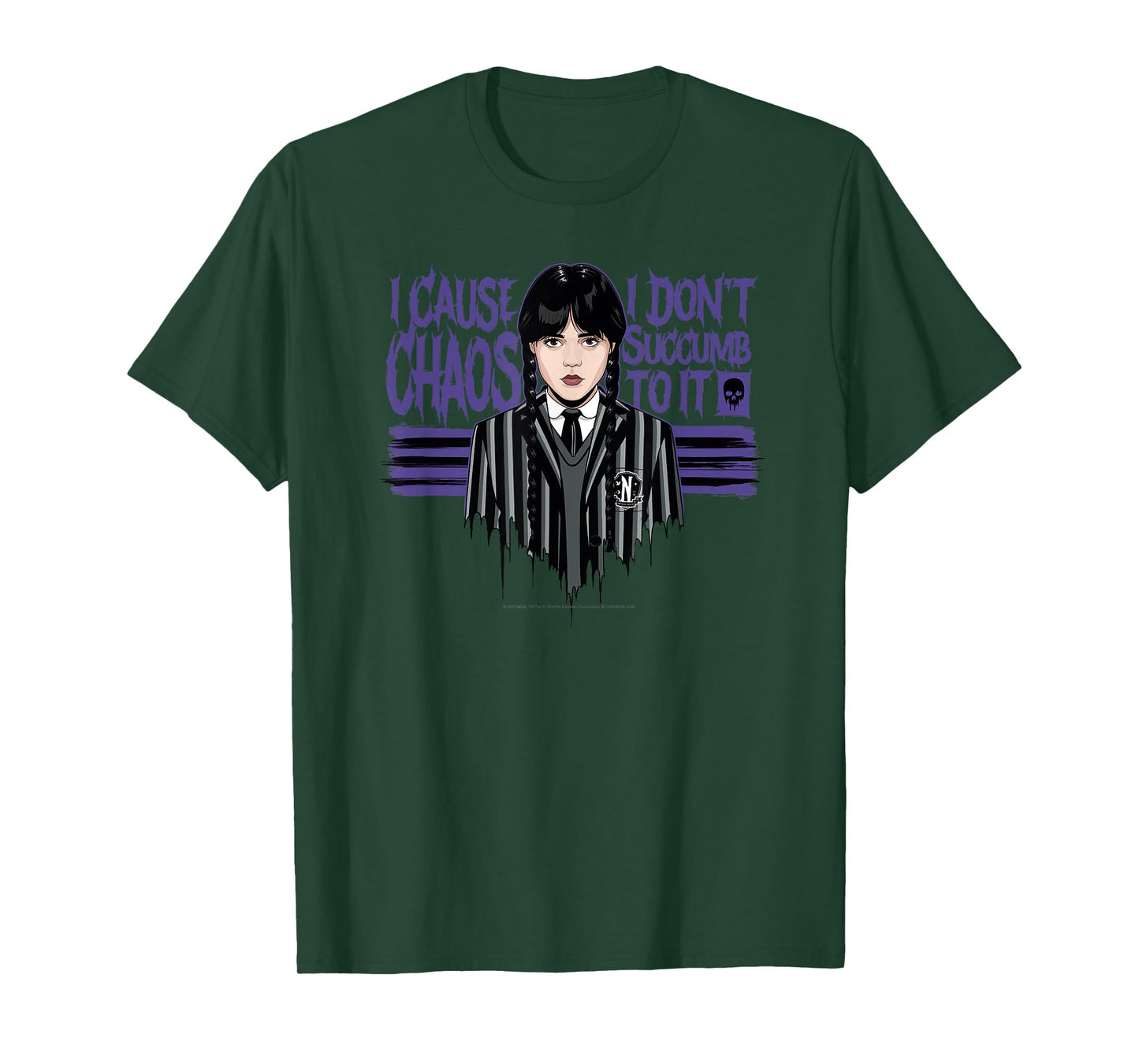 Wednesday Season 2 I Cause Chaos I Don't Succumb to It Logo T-Shirt
