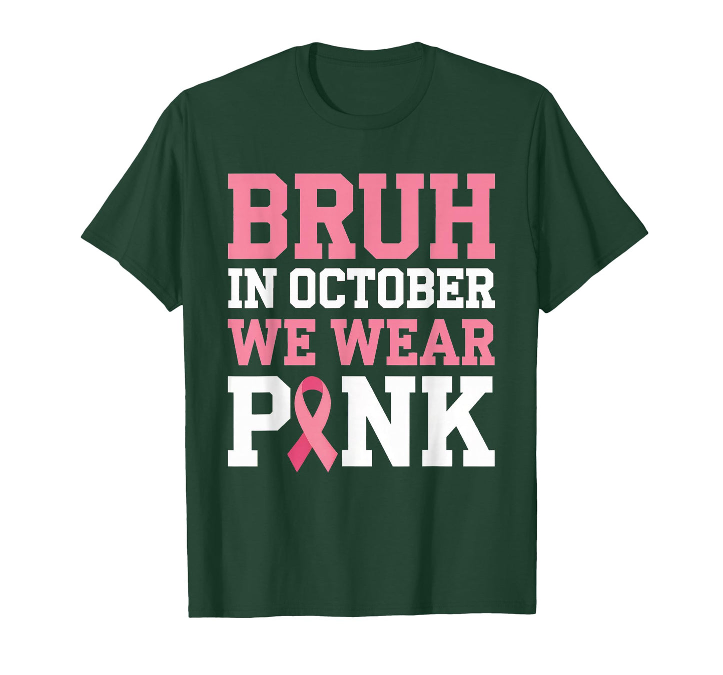 Breast Cancer Shirts for Kids Boys Bruh In October Wear Pink T-Shirt