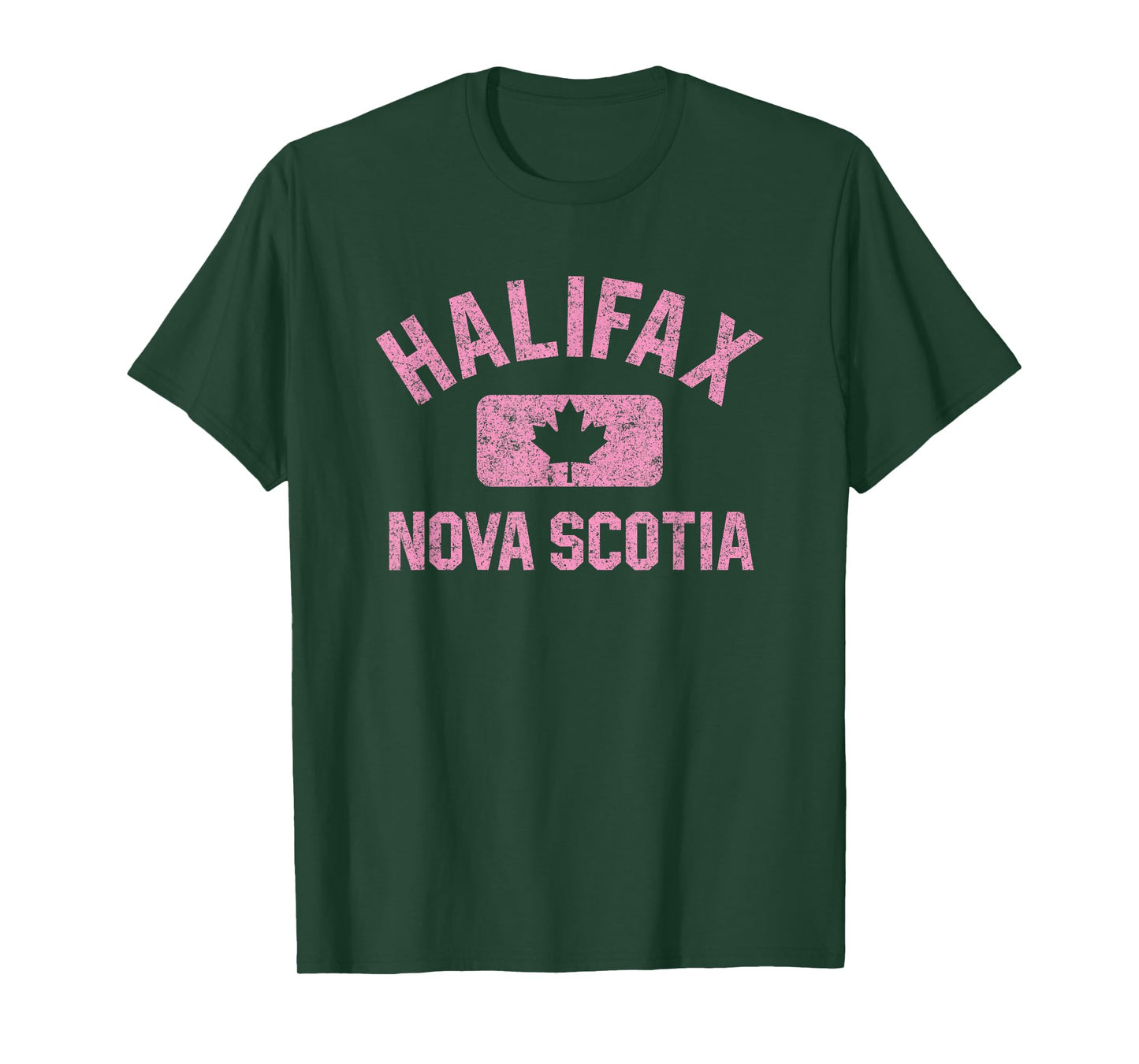 Halifax Nova Scotia Gym Style Distressed Pink Print T-Shirt