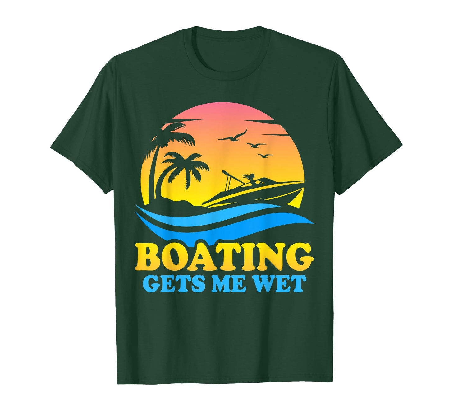 Vintage Sunset Pontoon Boat Pontooning Boating Gets Me Wet T-Shirt