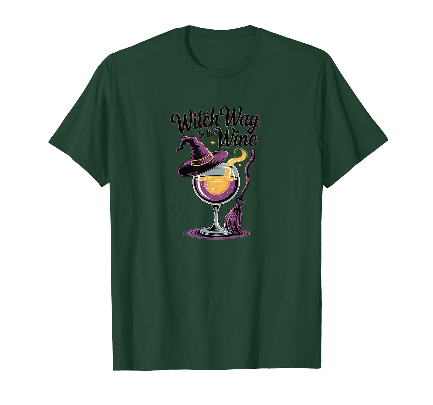 Witch Way to The Wine Funny Halloween Drinking T-Shirt
