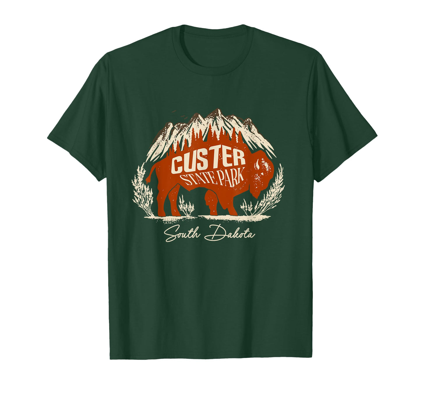 Bison And Mountains Custer State Park South Dakota Vintage T-Shirt