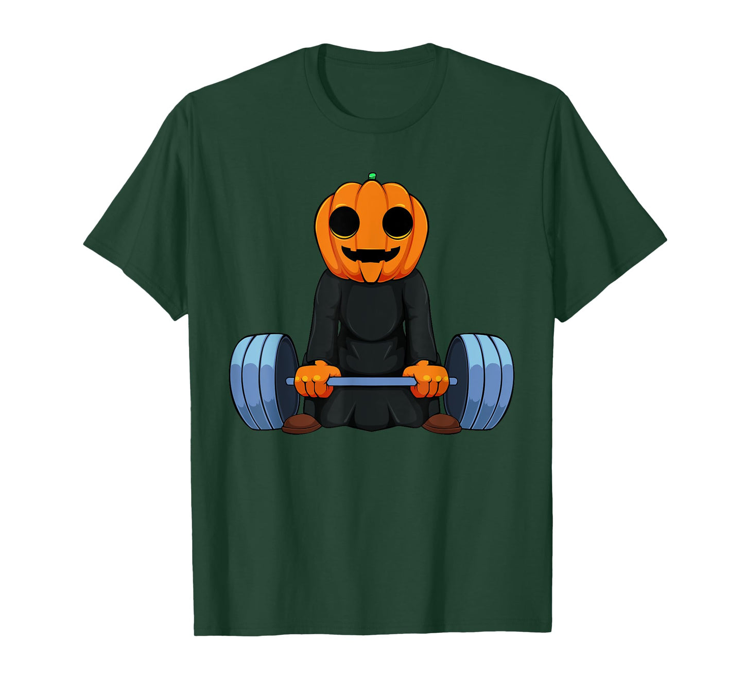 Pumpkin Weight Lifting Halloween Costume Barbell Workout T-Shirt