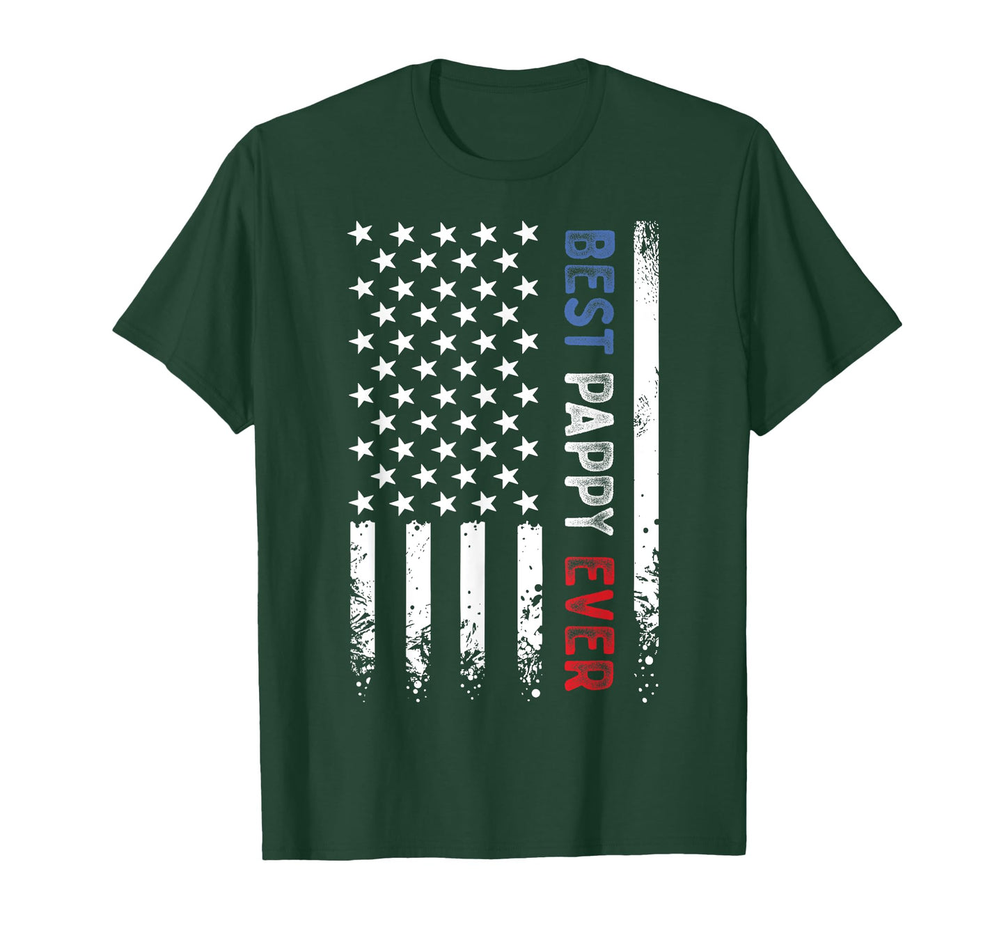 Father's Day Best Pappy Ever American Flag Distressed T-Shirt