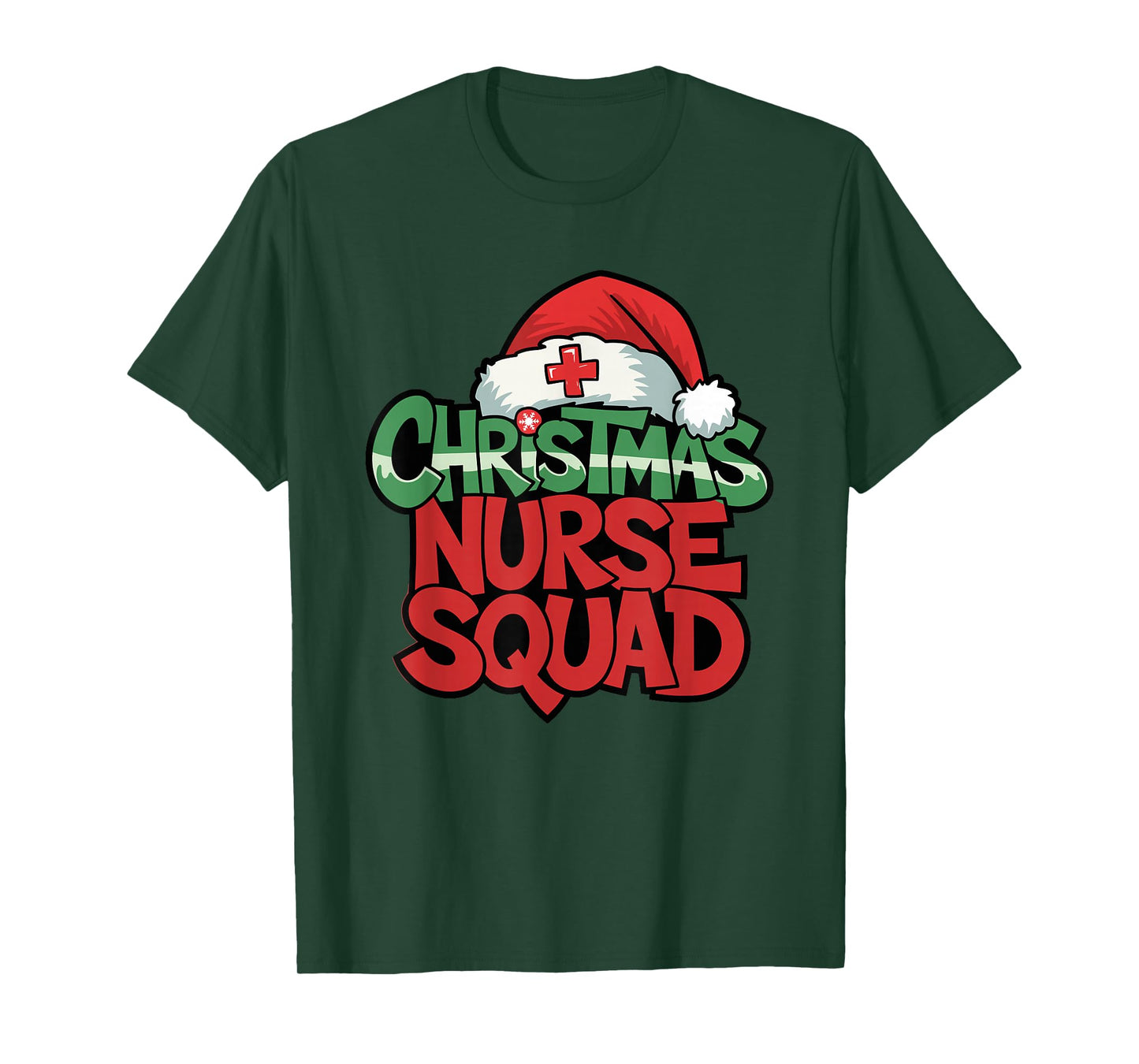 Nurse Christmas Squad Santa Hat Matching Crew T-Shirt