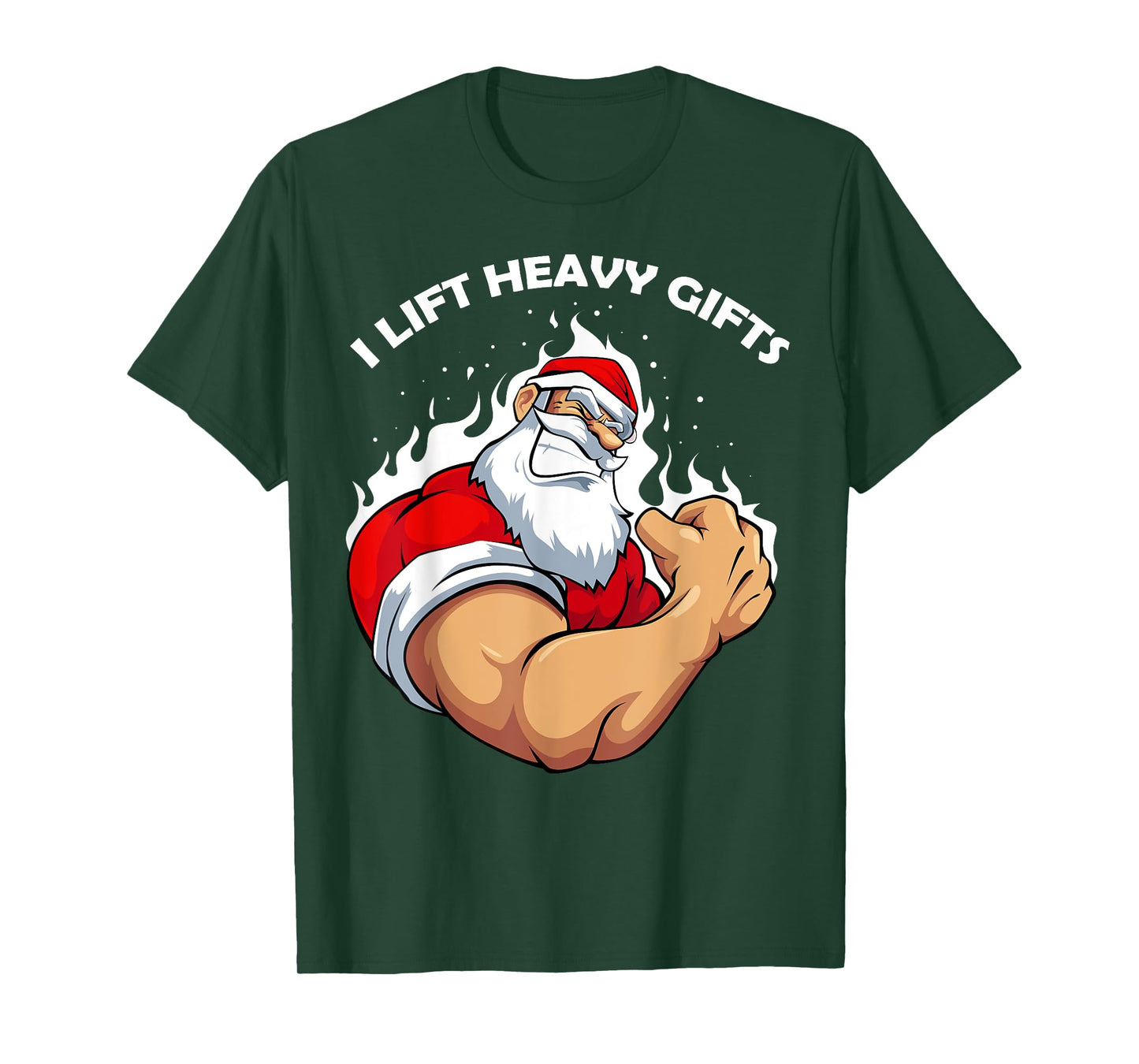 I Lift Heavy s Christmas Cool Santa Bodybuilding Workout T-Shirt